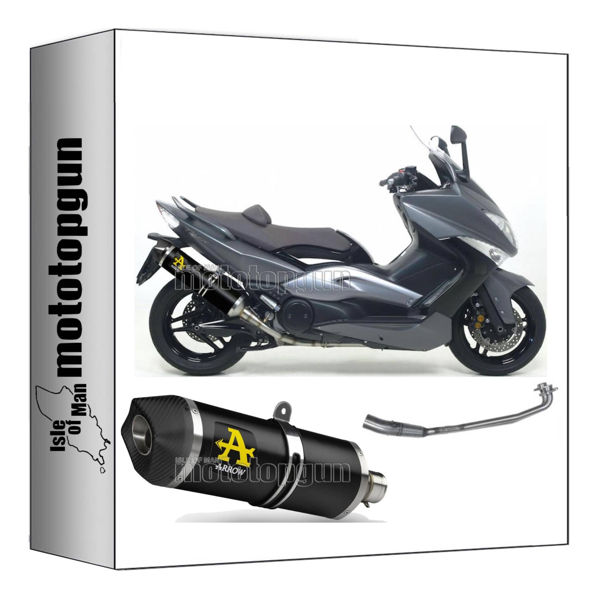 komplettanlage kein kat arrow race-tech aus aluminium schwarz mit endkappe aus carby kompatibel mit yamaha tmax t-max 500 yp 2008 2009 2010 2011 mototopgun 73507akn + 71390mi von MOTOTOPGUN