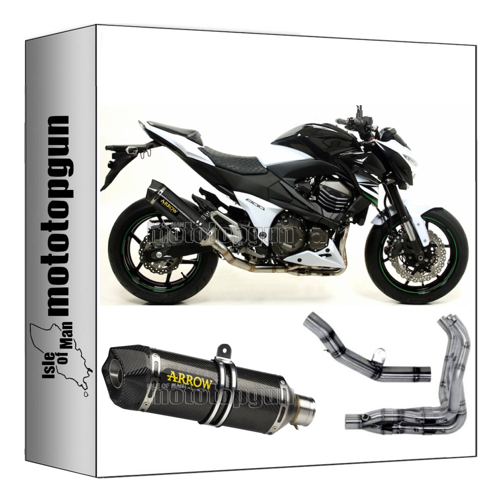 komplettanlage kein kat arrow race-tech aus carbon mit endkappe aus carby kompatibel mit kawasaki z800 z-800 e 2013 2014 2015 2016 mototopgun 71723mk + 71482mi + 71483mi von MOTOTOPGUN