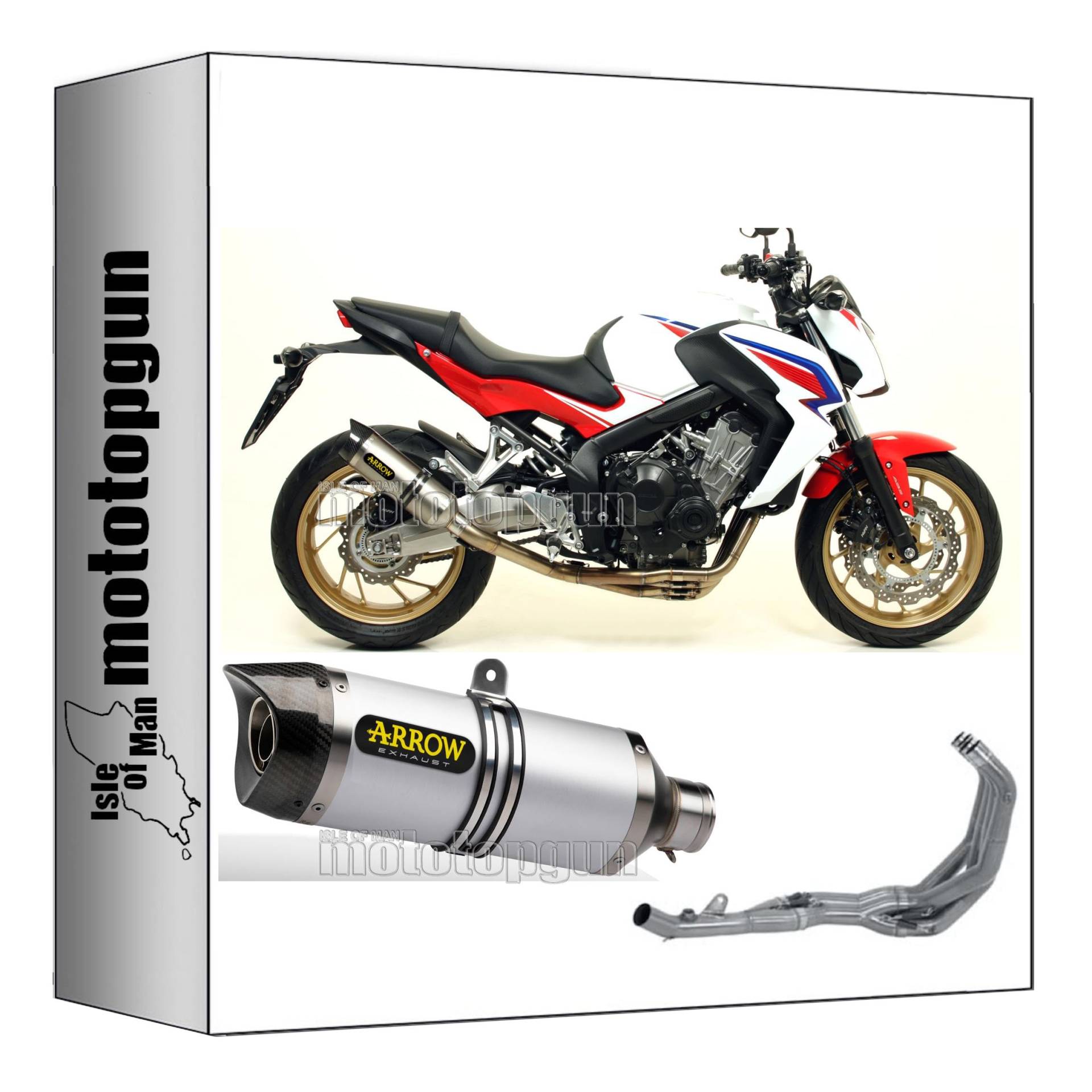 komplettanlage kein kat arrow thunder aus aluminium mit endkappe aus carby kompatibel mit honda cb 650 f 2014 2015 2016 2017 2018 mototopgun 71821ak + 71614mi von MOTOTOPGUN