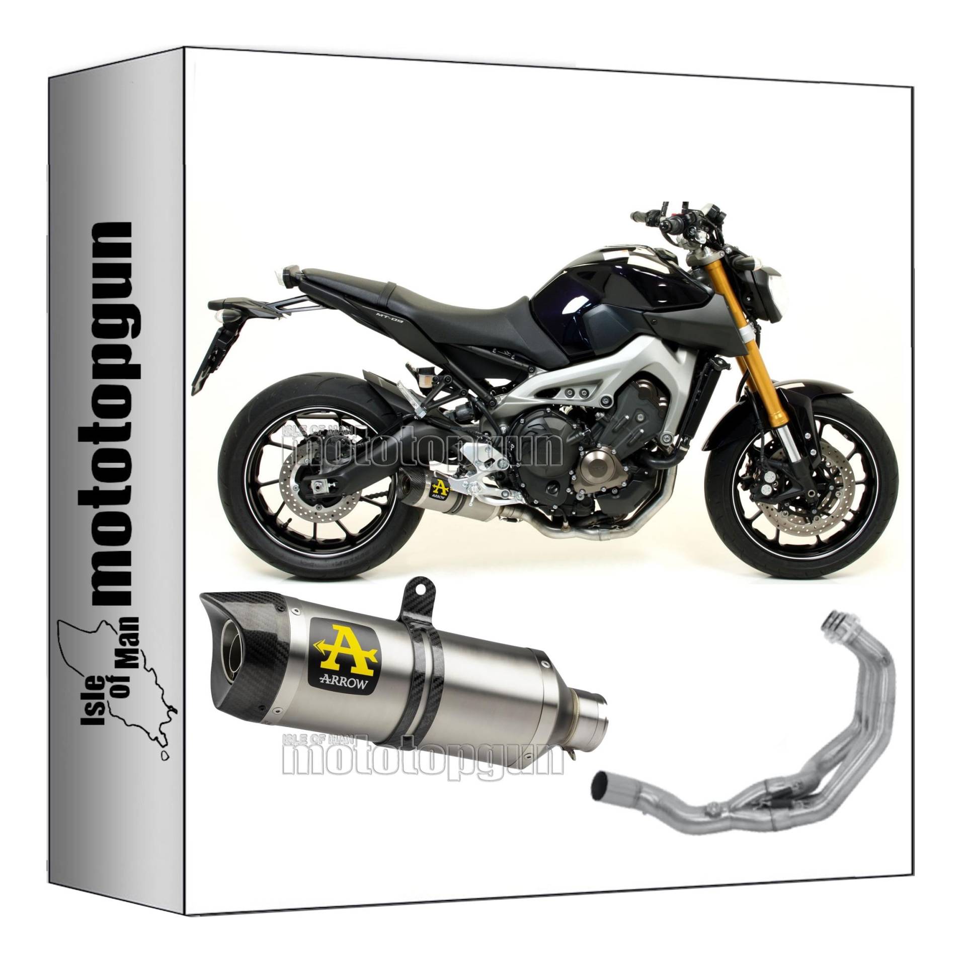 komplettanlage kein kat arrow thunder aus aluminium mit endkappe aus carby kompatibel mit yamaha mt09 mt-09 2013 2014 2015 2016 2017 2018 2019 2020 mototopgun 71812ak + 71620mi von MOTOTOPGUN