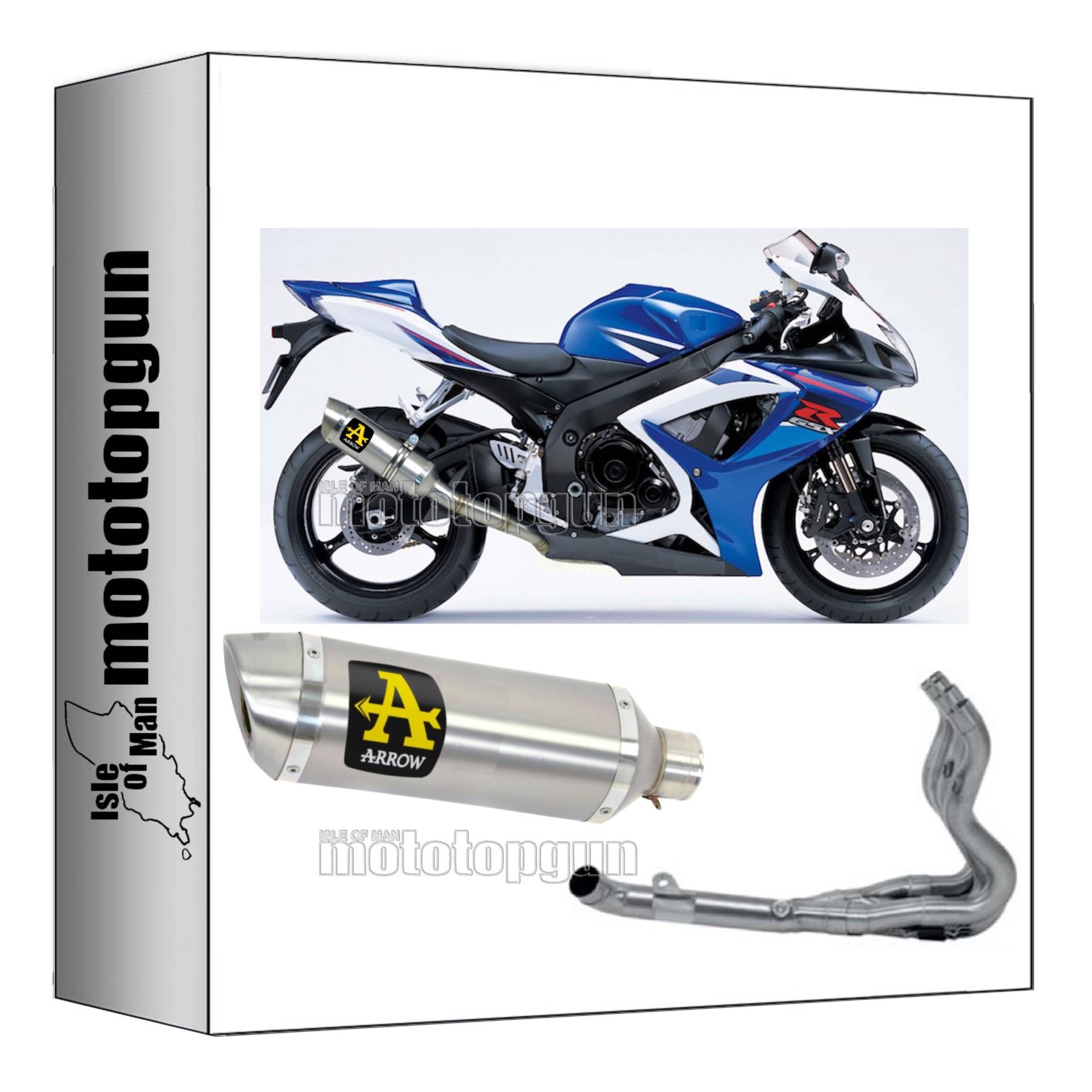 komplettanlage kein kat arrow thunder aus aluminium mit endkappe aus edelstahl kompatibel mit suzuki gsx-r 750 ie 2006 2007 mototopgun 71702ao + 71334mi von MOTOTOPGUN