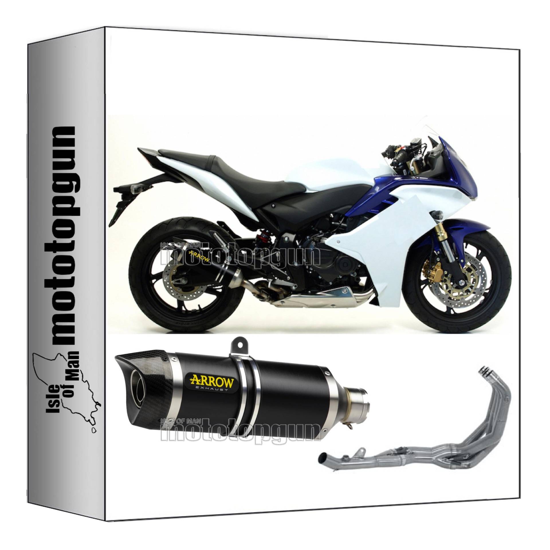 komplettanlage kein kat arrow thunder aus aluminium schwarz mit endkappe aus carby kompatibel mit honda cbr 600 f 2011 2012 2013 mototopgun 71722akn + 71446mi von MOTOTOPGUN