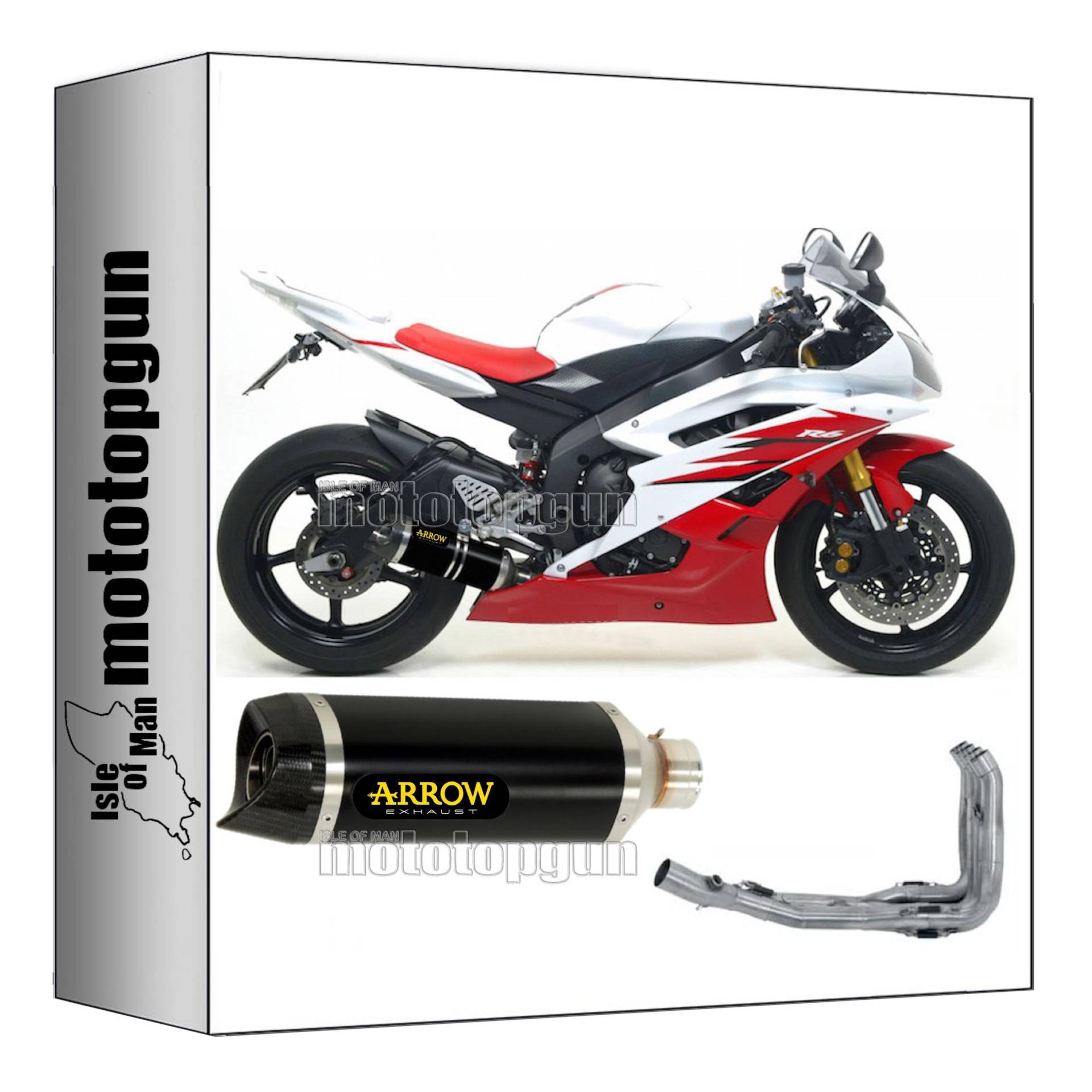 komplettanlage kein kat arrow thunder aus aluminium schwarz mit endkappe aus carby kompatibel mit yamaha yzf 600 r6 2006 2007 mototopgun 71701akn + 71346mi von MOTOTOPGUN