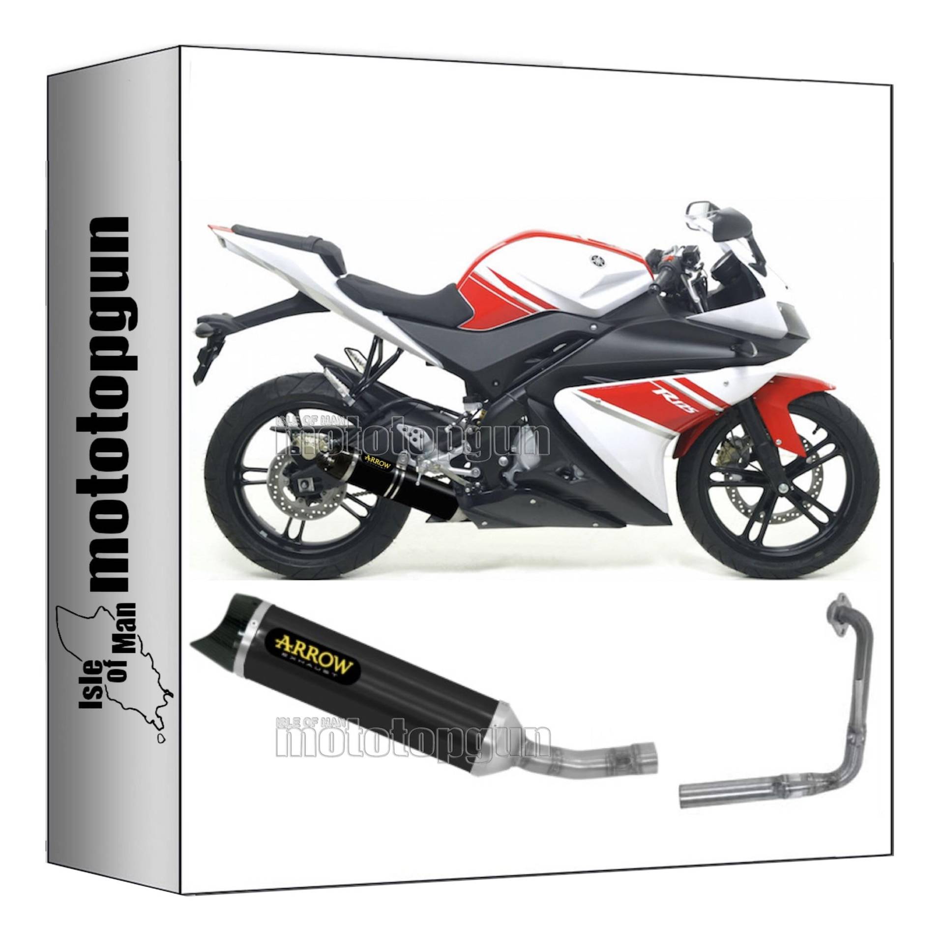 komplettanlage kein kat arrow thunder aus aluminium schwarz mit endkappe aus carby kompatibel mit yamaha yzf r125 r-125 2008 2009 2010 2011 2012 2013 mototopgun 51503akn + 51003mi von MOTOTOPGUN