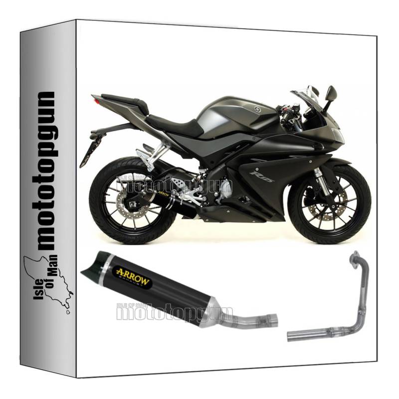 komplettanlage kein kat arrow thunder aus aluminium schwarz mit endkappe aus carby kompatibel mit yamaha yzf r125 r-125 2017 2018 mototopgun 51503akn + 51015mi von MOTOTOPGUN