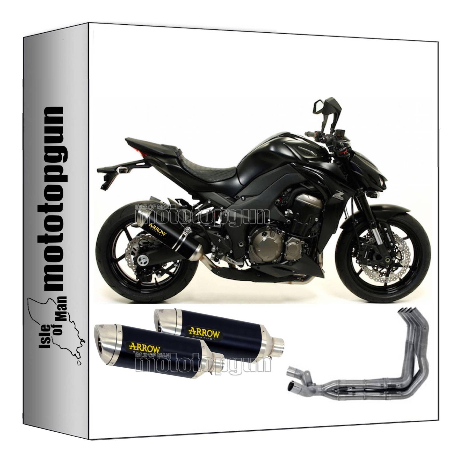 komplettanlage kein kat arrow thunder aus aluminium schwarz mit endkappe aus edelstahl kompatibel mit kawasaki z1000 z-1000 2017 2018 2019 2020 mototopgun 71755aon* + 71662mi von MOTOTOPGUN