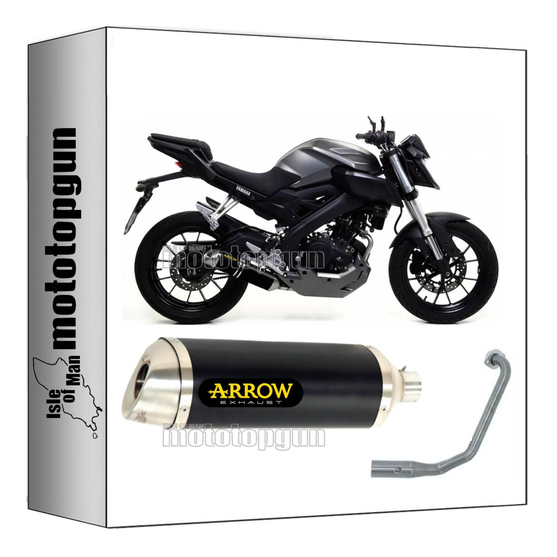 komplettanlage kein kat arrow thunder aus aluminium schwarz mit endkappe aus edelstahl kompatibel mit yamaha mt125 mt-125 2014 2015 2016 2017 2018 2019 mototopgun 51513aon* + 51012mi von MOTOTOPGUN