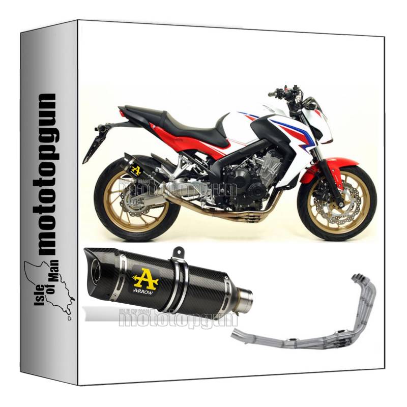 komplettanlage kein kat arrow thunder aus carbon mit endkappe aus carby kompatibel mit honda cb 650 f 2014 2015 2016 2017 2018 mototopgun 71821mk + 71614mi von MOTOTOPGUN