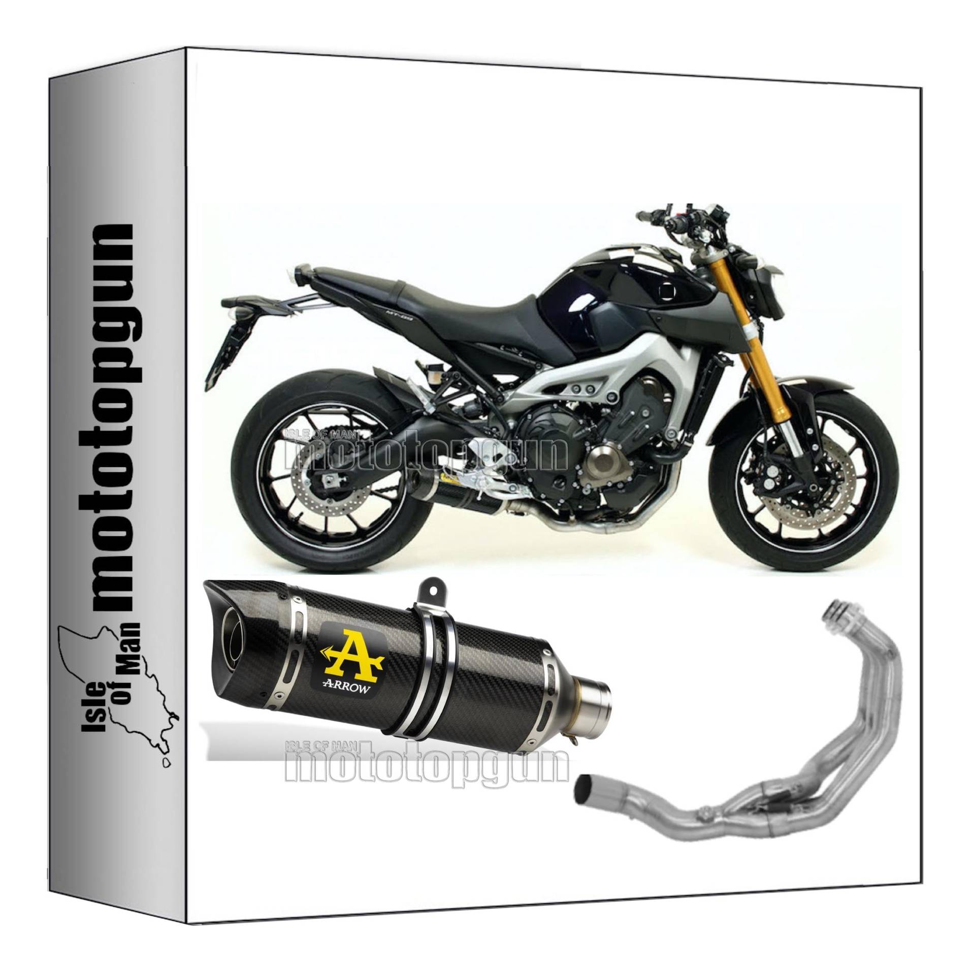 komplettanlage kein kat arrow thunder aus carbon mit endkappe aus carby kompatibel mit yamaha mt09 mt-09 2013 2014 2015 2016 2017 2018 2019 2020 mototopgun 71812mk + 71620mi von MOTOTOPGUN