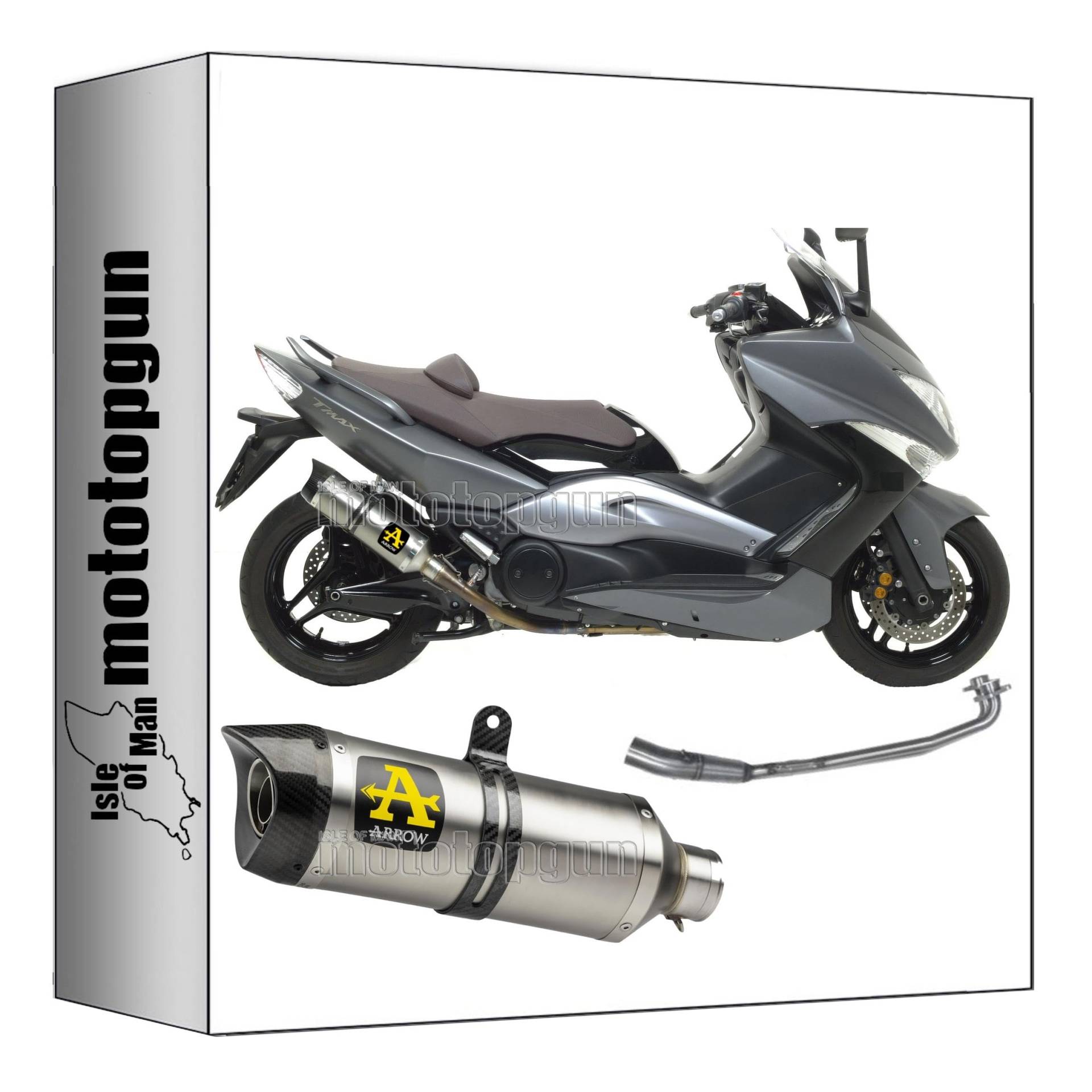 komplettanlage kein kat arrow thunder aus titan mit endkappe aus carby kompatibel mit yamaha tmax t-max 530 2012 2013 2014 2015 2016 mototopgun 71753pk + 71457mi von MOTOTOPGUN