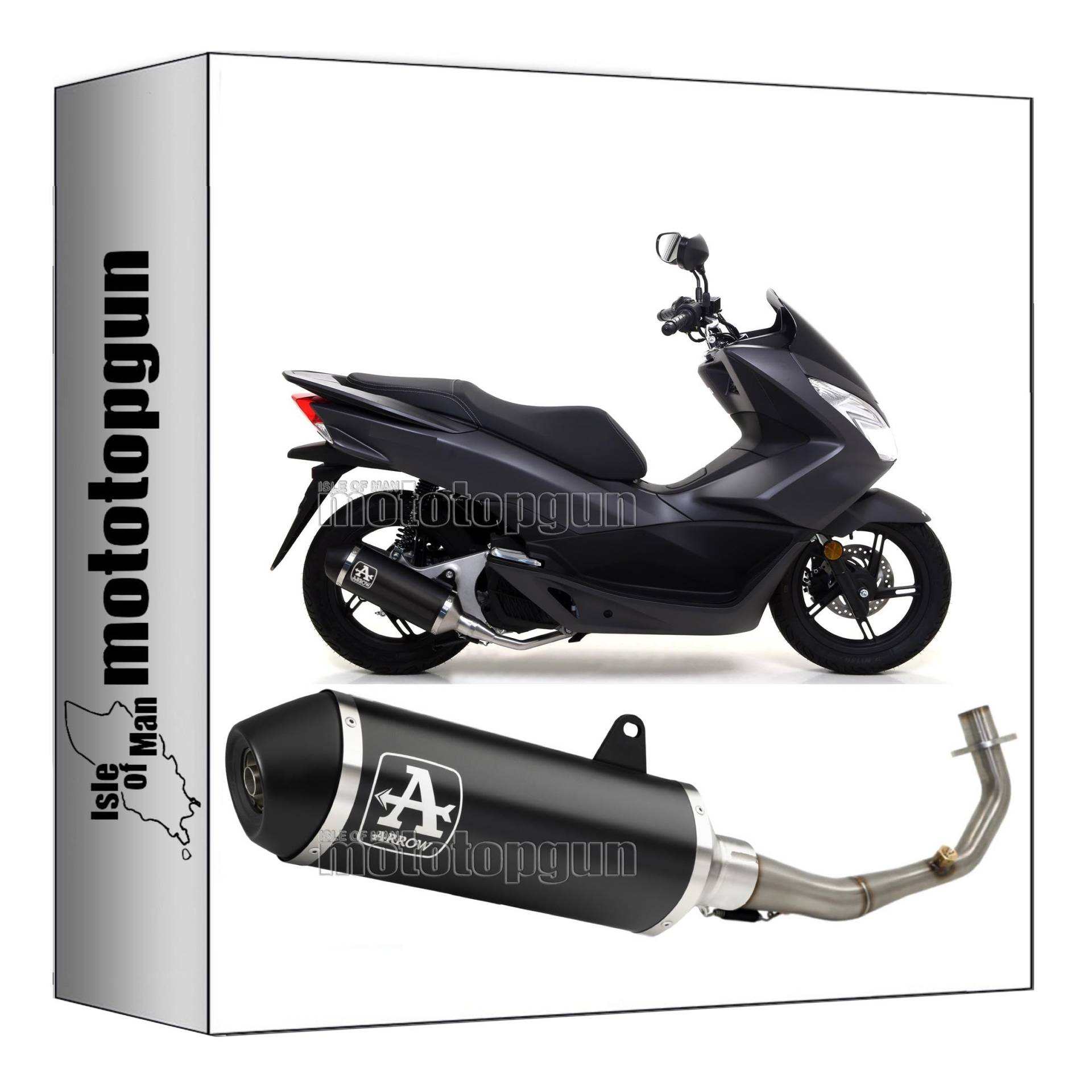 komplettanlage kein kat arrow urban aus aluminium schwarz mit endkappe aus edelstahl schwarz kompatibel mit honda pcx 125 2012 2013 2014 2015 2016 mototopgun 53519ann + 53066mi von MOTOTOPGUN