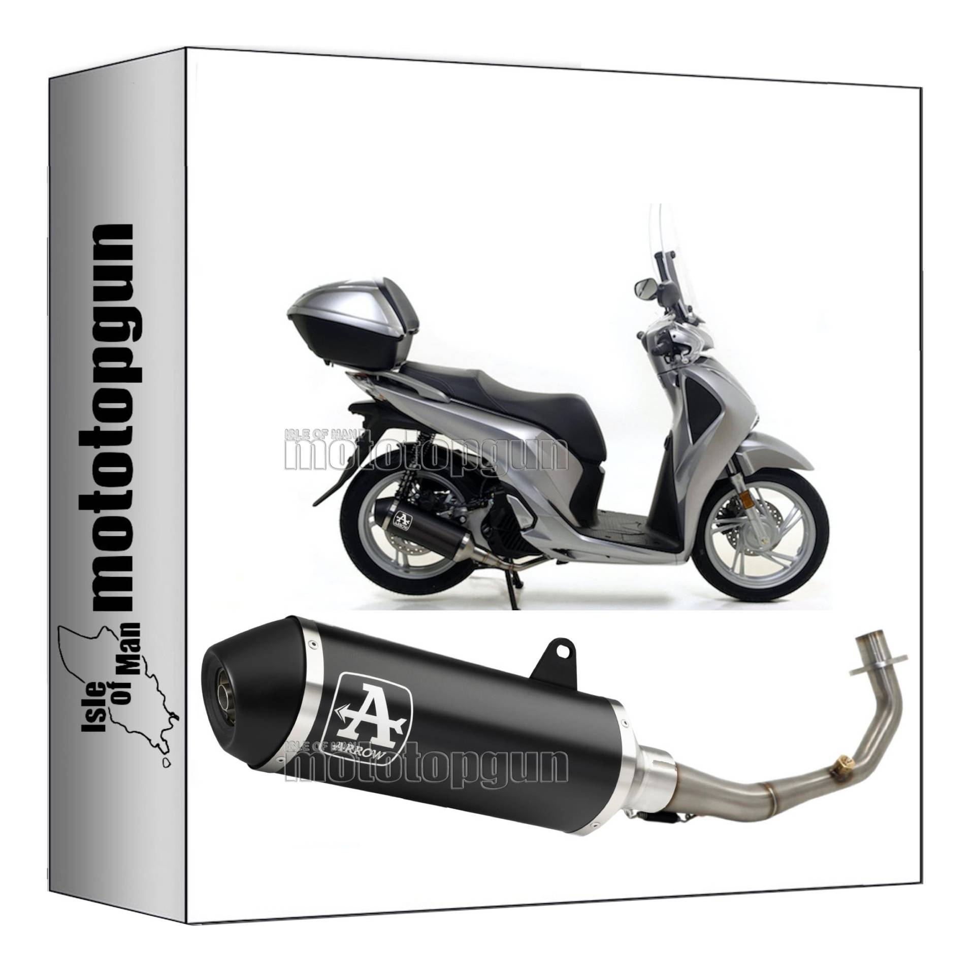 komplettanlage kein kat arrow urban aus aluminium schwarz mit endkappe aus edelstahl schwarz kompatibel mit honda sh 150 i 2017 2018 2019 mototopgun 53514ann + 53066mi von MOTOTOPGUN