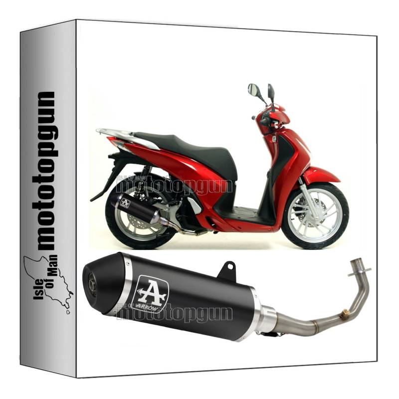 komplettanlage kein kat arrow urban aus aluminium schwarz mit endkappe aus edelstahl schwarz kompatibel mit honda sh 150 i abs 2012 2013 2014 2015 2016 mototopgun 53514ann + 53061mi von MOTOTOPGUN