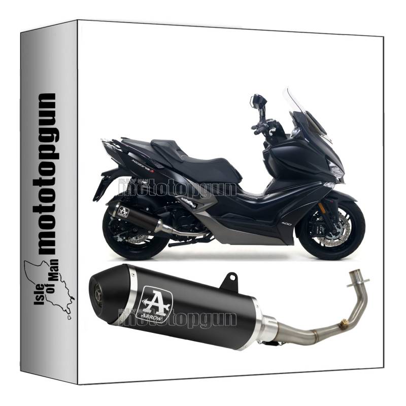 komplettanlage kein kat arrow urban aus aluminium schwarz mit endkappe aus edelstahl schwarz kompatibel mit kymco xciting 400 i s 2019 2020 mototopgun 73517ann + 73018mi von MOTOTOPGUN