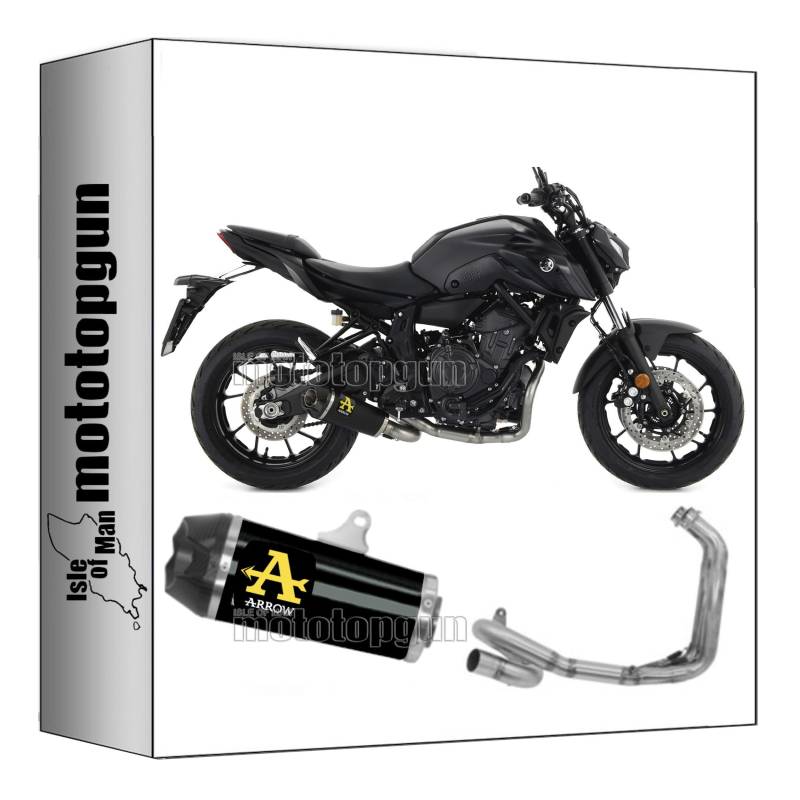 komplettanlage kein kat arrow works aus nichrom schwarz mit endkappe aus carby kompatibel mit yamaha mt07 mt-07 2021 2022 2023 mototopgun 71920pkn + 71735mi von MOTOTOPGUN