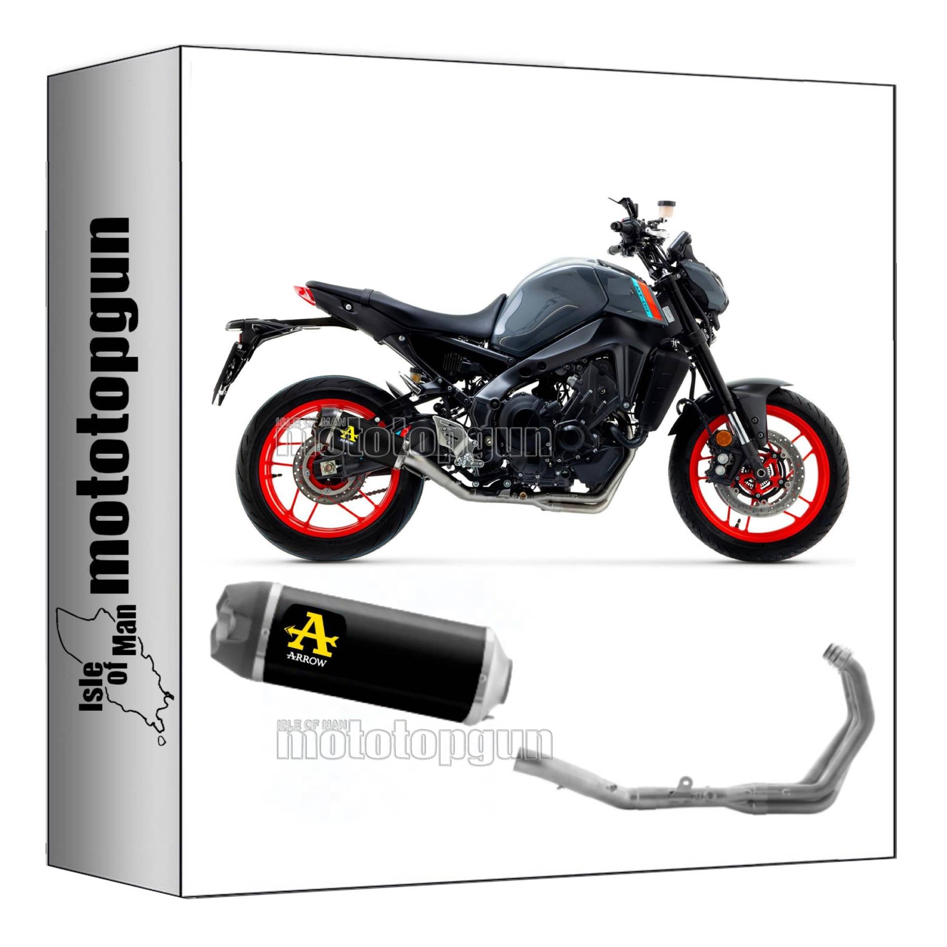 komplettanlage kein kat arrow works aus nichrom schwarz mit endkappe aus carby kompatibel mit yamaha mt09 mt-09 2021 2022 2023 mototopgun 71932pkn + 71759mi von MOTOTOPGUN