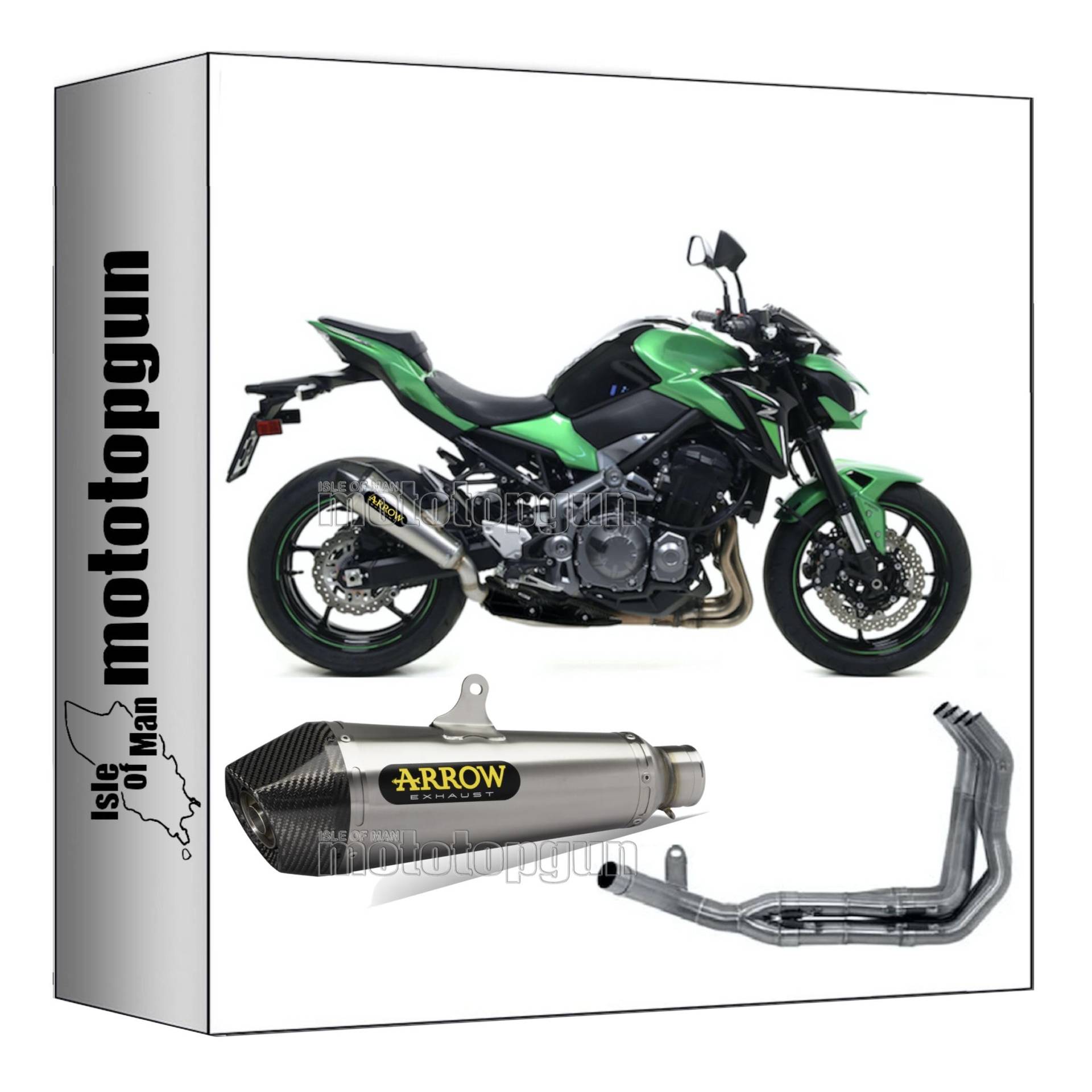 komplettanlage kein kat arrow x-kone aus nichrom mit endkappe aus carby kompatibel mit kawasaki z900 z-900 2017 2018 2019 mototopgun 71856xki + 71661mi von MOTOTOPGUN