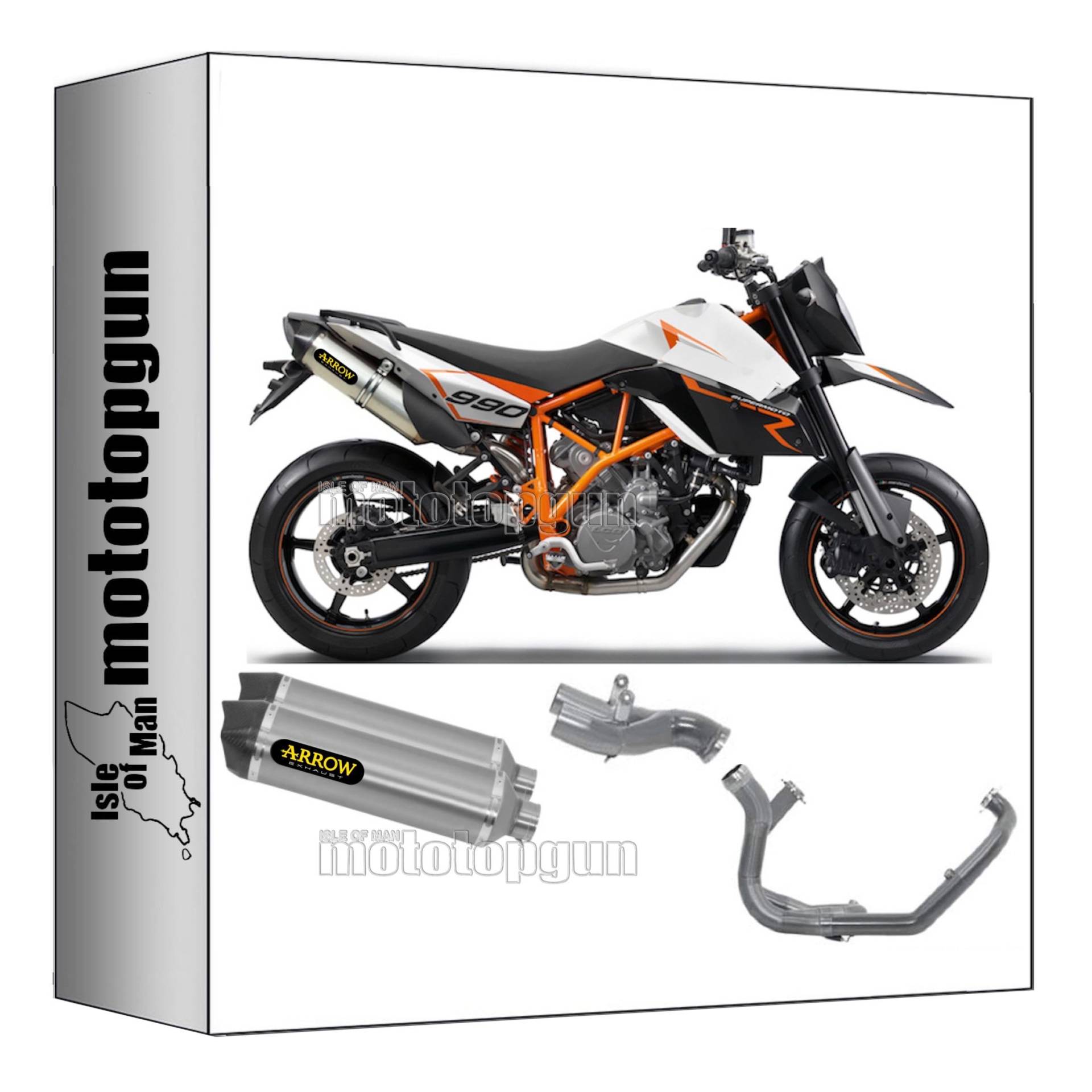 komplettanlage kein kat doppel auspuff arrow race-tech aus aluminium mit endkappe aus carby kompatibel mit ktm 990 smr 2008 2009 2010 2011 2012 2013 mototopgun 72613ak + 71414mi + 71415mi von MOTOTOPGUN