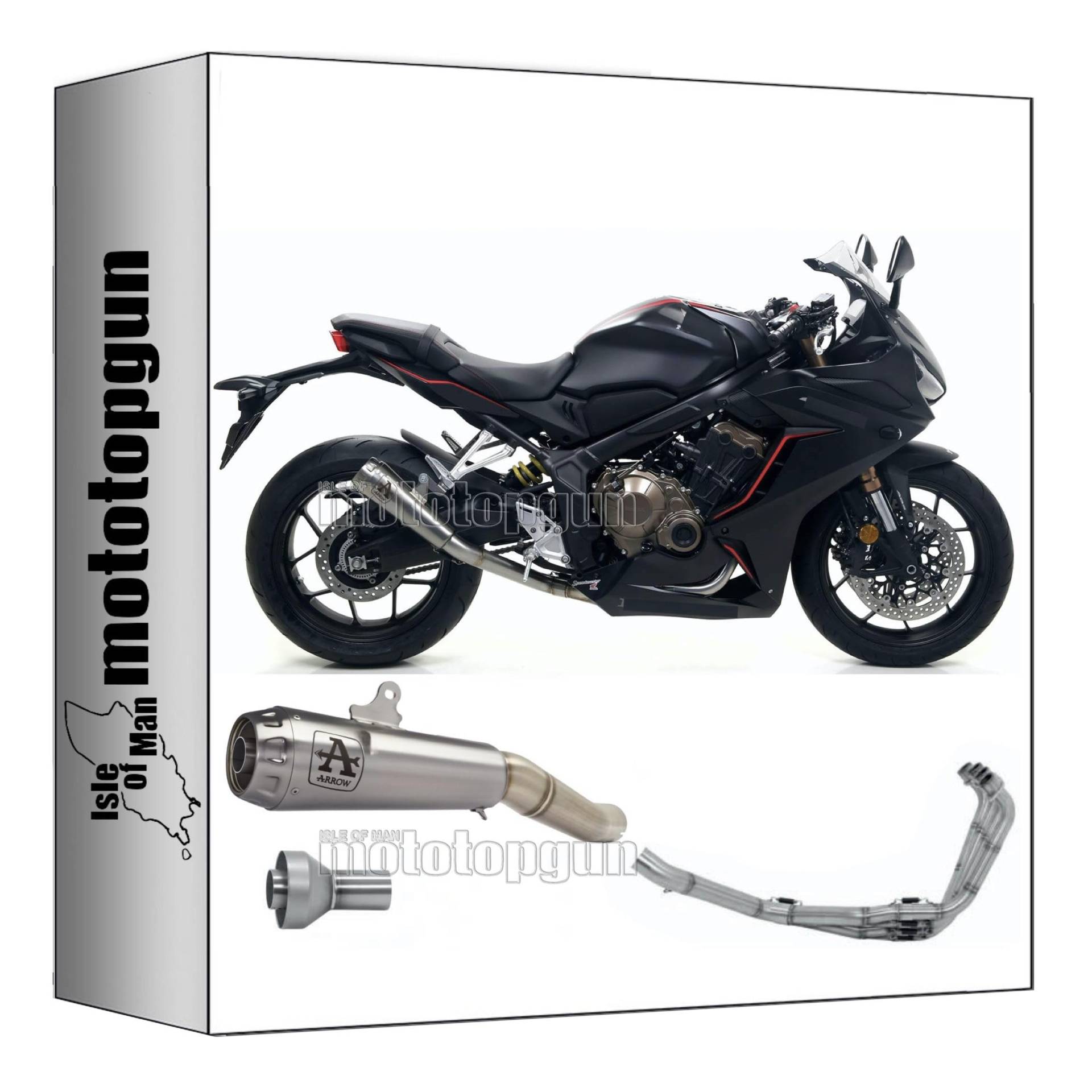 komplettanlage race + dbkiller arrow pro-race aus titan mit endkappe aus titan kompatibel mit honda cbr 650 r 2019 2020 2021 2022 mototopgun 71217pr + 71704mi + 11012db von MOTOTOPGUN