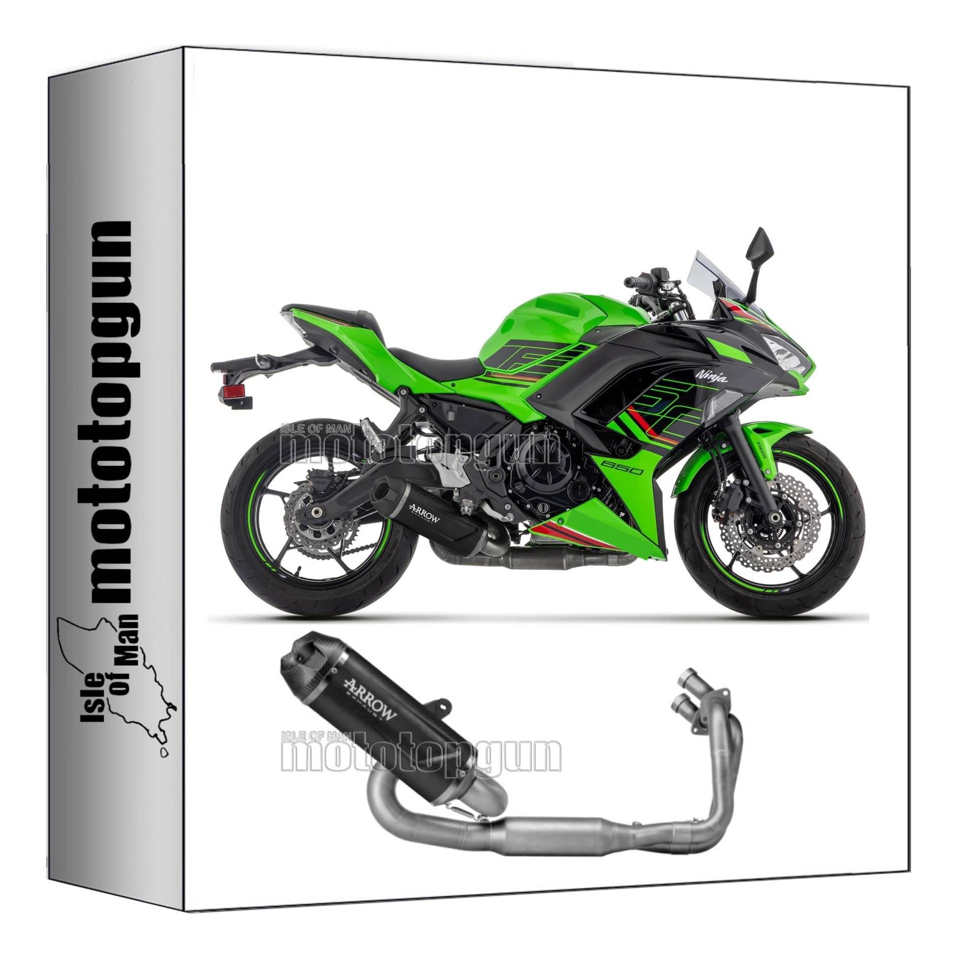 komplettanlage race kein kat arrow indy-race evo aus aluminium schwarz mit endkappe aus carby kompatibel mit kawasaki ninja 650 2024 mototopgun 71065akn von MOTOTOPGUN