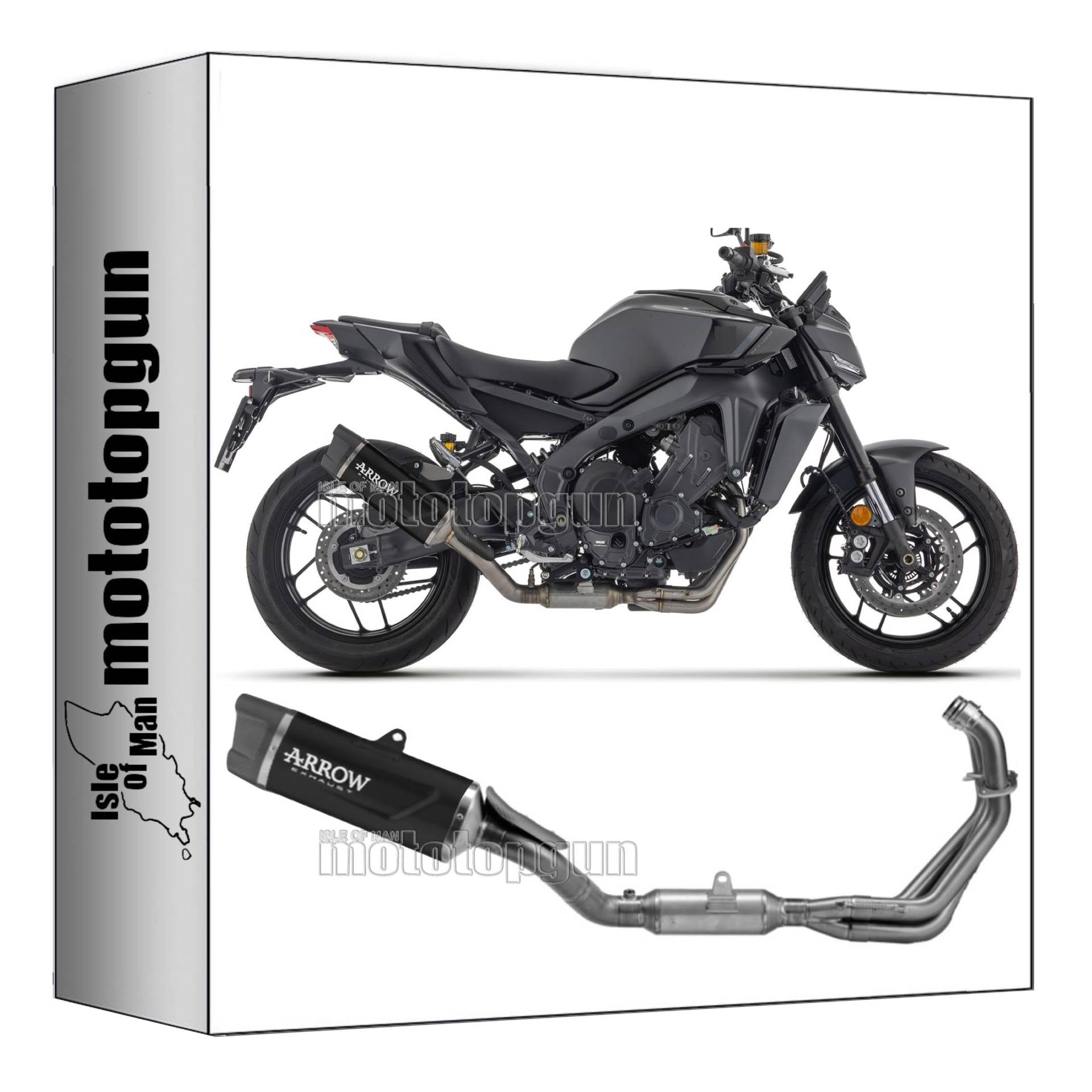 komplettanlage race kein kat arrow indy-race evo aus aluminium schwarz mit endkappe aus carby kompatibel mit yamaha mt-09 mt09 sp 2024 mototopgun 71070akn von MOTOTOPGUN