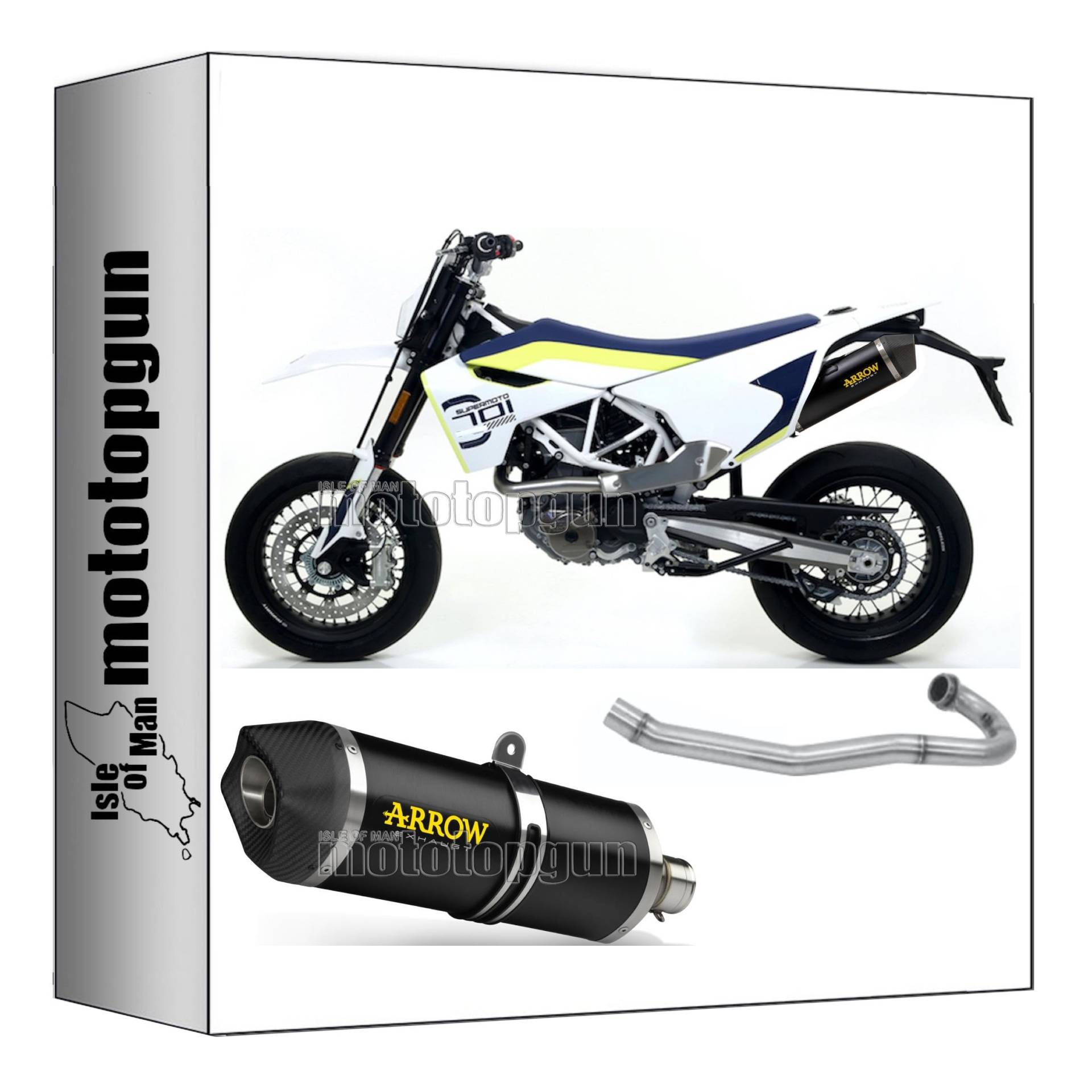 komplettanlage zugelassen kat arrow race-tech aus aluminium schwarz mit endkappe aus carby kompatibel mit husqvarna 701 enduro 2017 2018 2019 2020 mototopgun 72623akn + 72143kz + 72144pd von MOTOTOPGUN