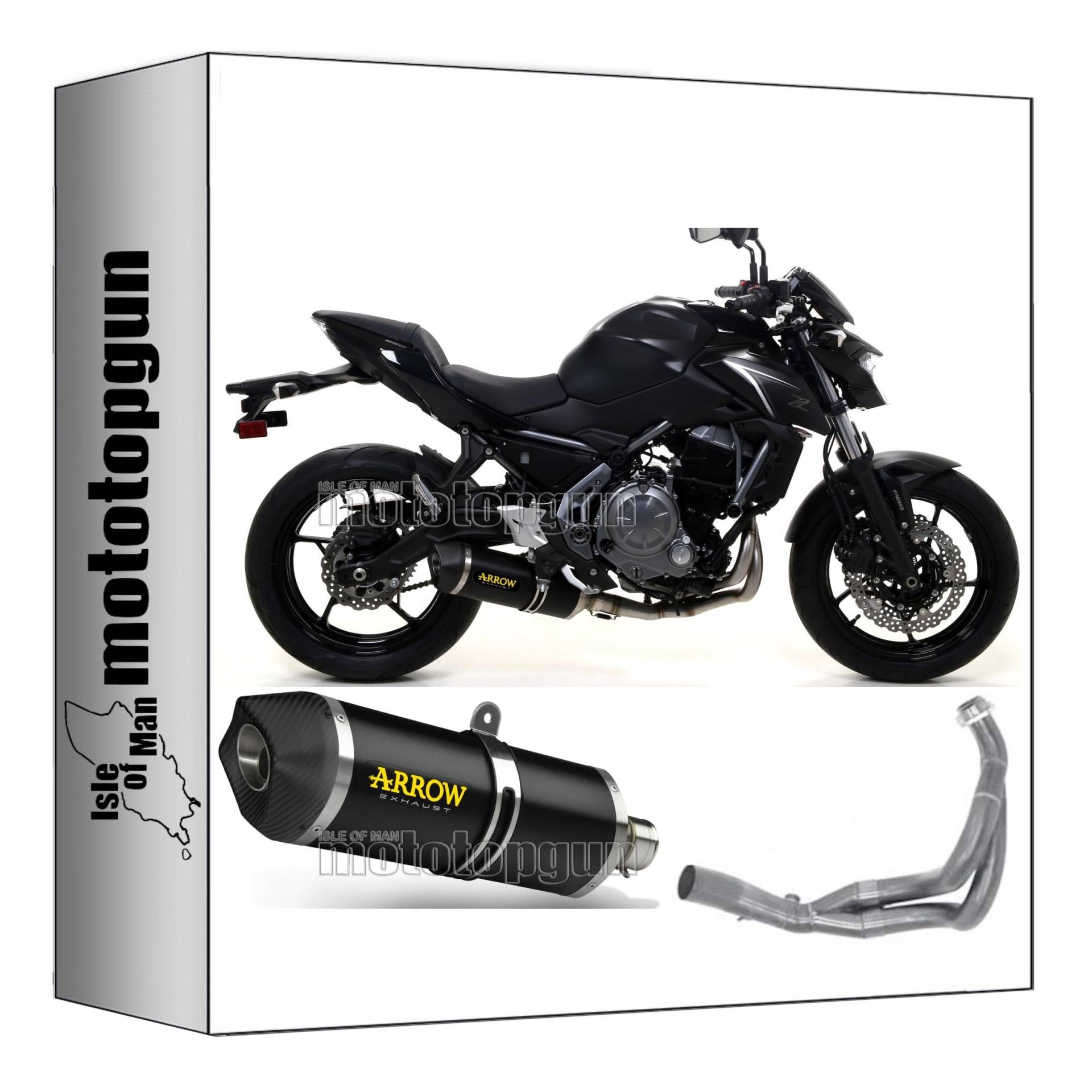 komplettanlage zugelassen kat arrow race-tech aus aluminium schwarz mit endkappe aus carby kompatibel mit kawasaki z650 z-650 2017 2018 2019 2020 mototopgun 71854akn + 71659kz von MOTOTOPGUN