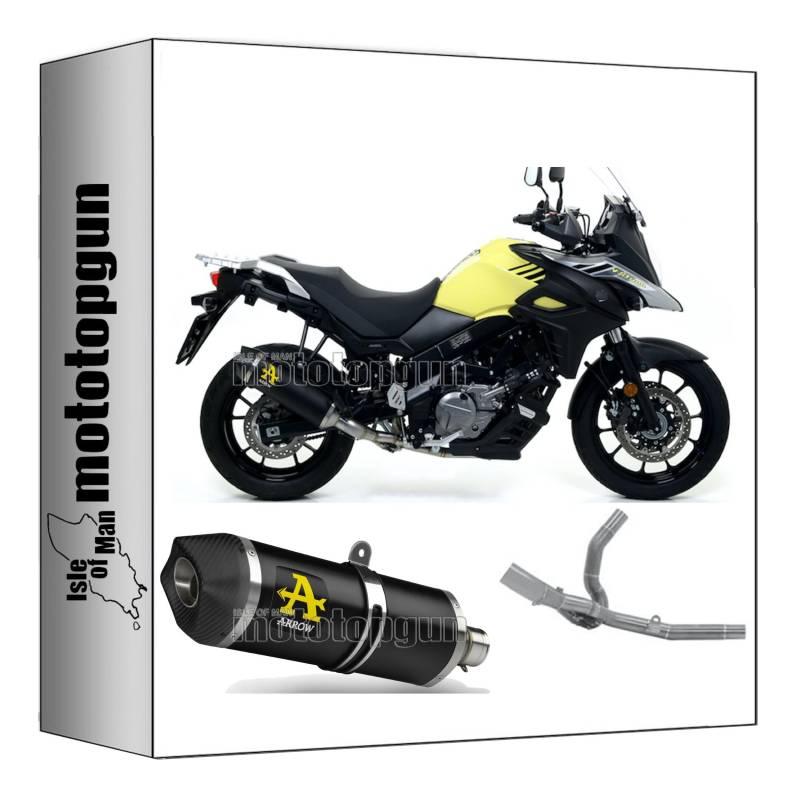 komplettanlage zugelassen kat arrow race-tech aus aluminium schwarz mit endkappe aus carby kompatibel mit suzuki v-strom 650 2017 2018 2019 2020 mototopgun 72622akn + 71677kz von MOTOTOPGUN