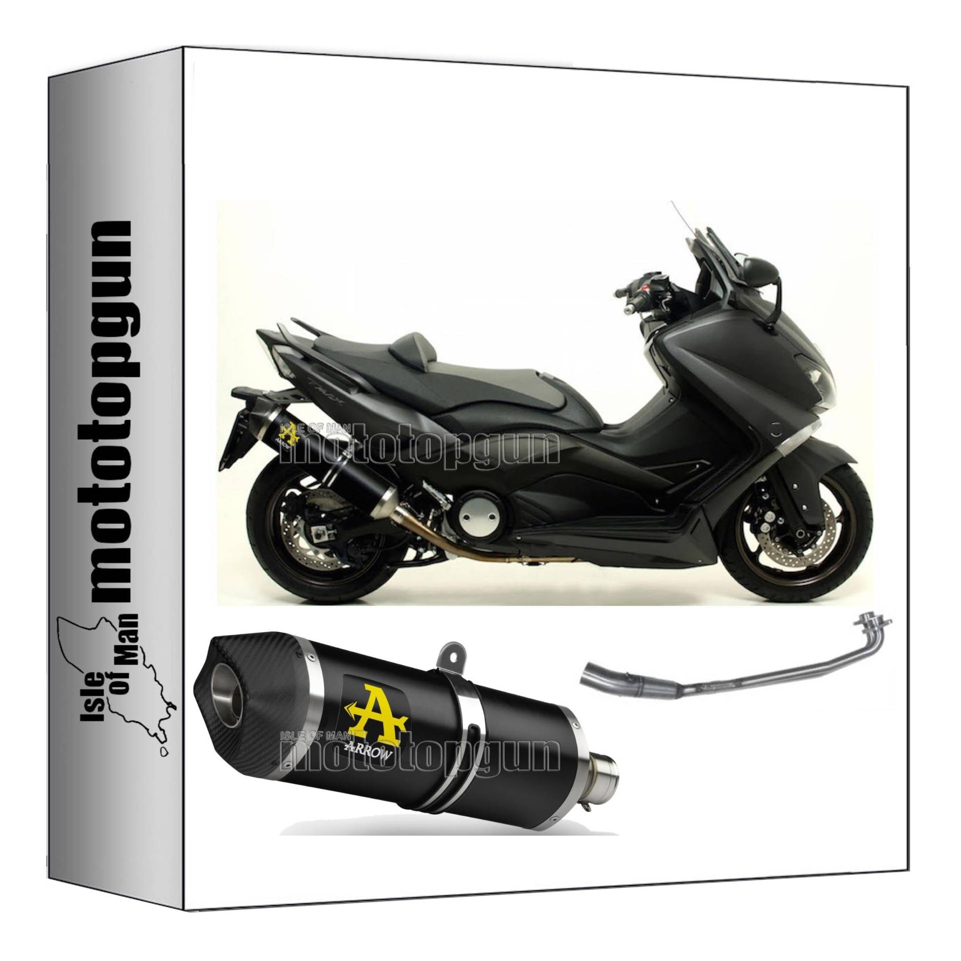 komplettanlage zugelassen kat arrow race-tech aus aluminium schwarz mit endkappe aus carby kompatibel mit yamaha tmax t-max 530 2012 2013 2014 2015 2016 mototopgun 73507akn + 71457kz von MOTOTOPGUN