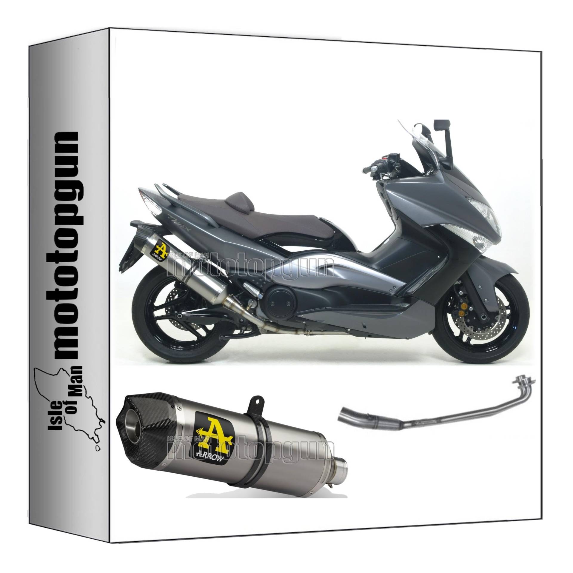 komplettanlage zugelassen kat arrow race-tech aus titan mit endkappe aus carby kompatibel mit yamaha tmax t-max 500 yp 2008 2009 2010 2011 mototopgun 73507pk + 71390kz von MOTOTOPGUN