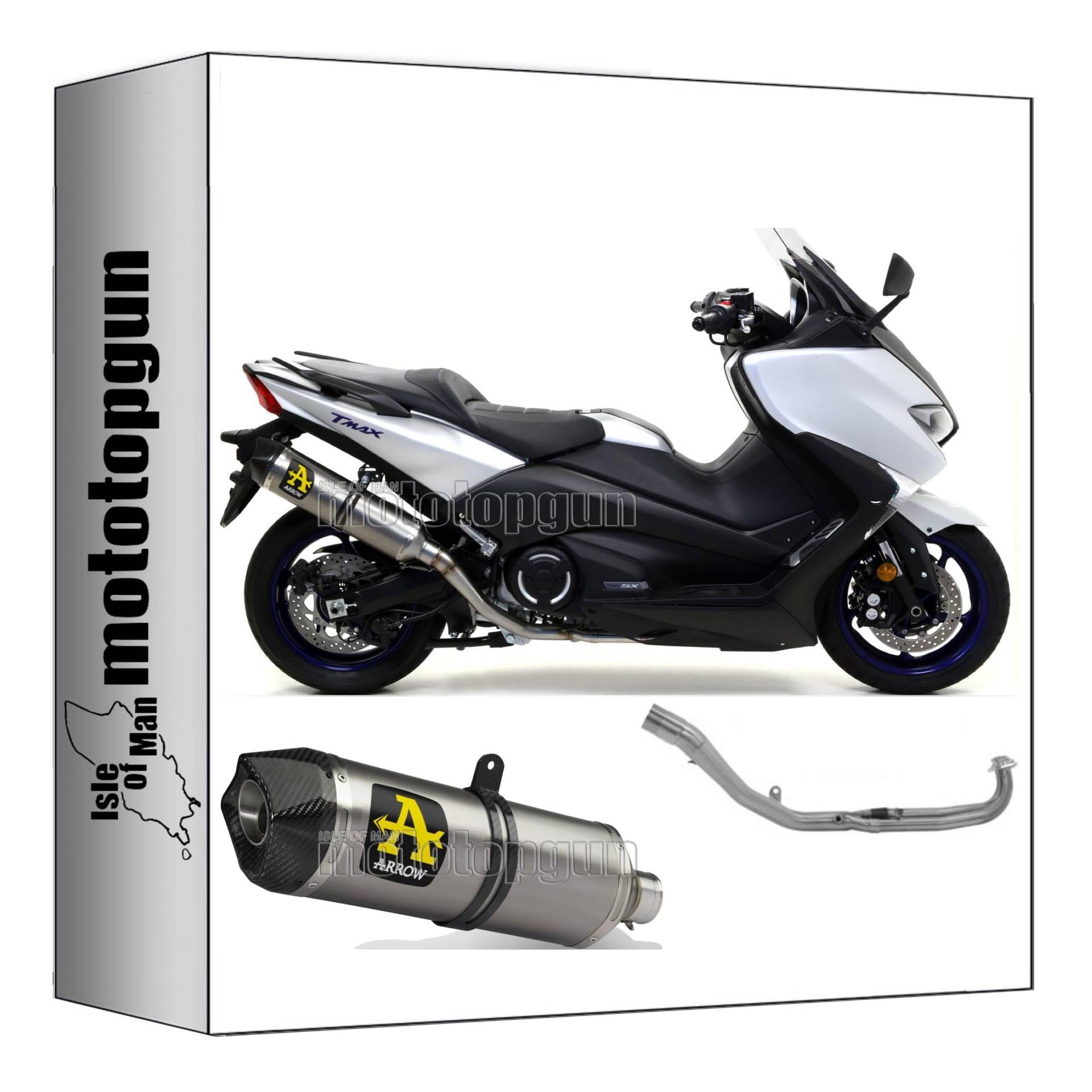 komplettanlage zugelassen kat arrow race-tech aus titan mit endkappe aus carby kompatibel mit yamaha tmax t-max 530 2017 2018 2019 mototopgun 73514pk + 73013kz von MOTOTOPGUN