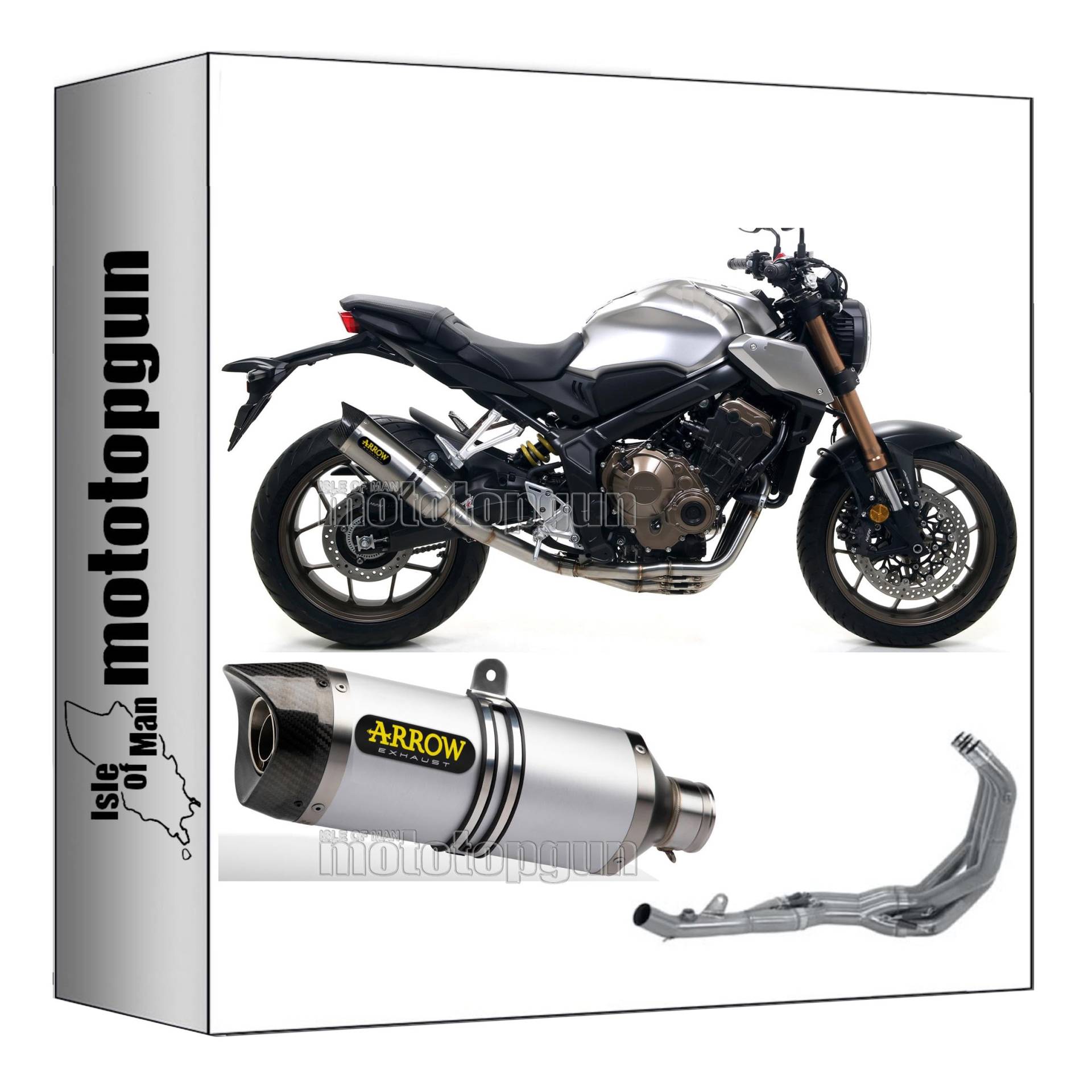 komplettanlage zugelassen kat arrow thunder aus aluminium mit endkappe aus carby kompatibel mit honda cb 650 r 2019 2020 2021 2022 mototopgun 71892ak + 71704kz von MOTOTOPGUN