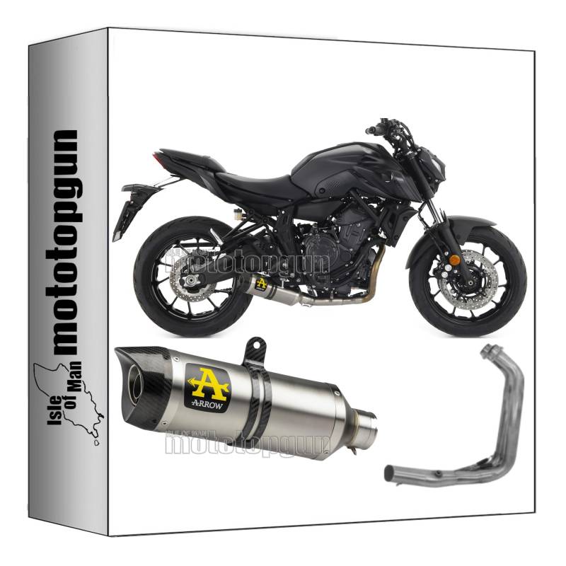 komplettanlage zugelassen kat arrow thunder aus aluminium mit endkappe aus carby kompatibel mit yamaha mt07 mt-07 2021 2022 2023 mototopgun 71930ak + 71758kz von MOTOTOPGUN