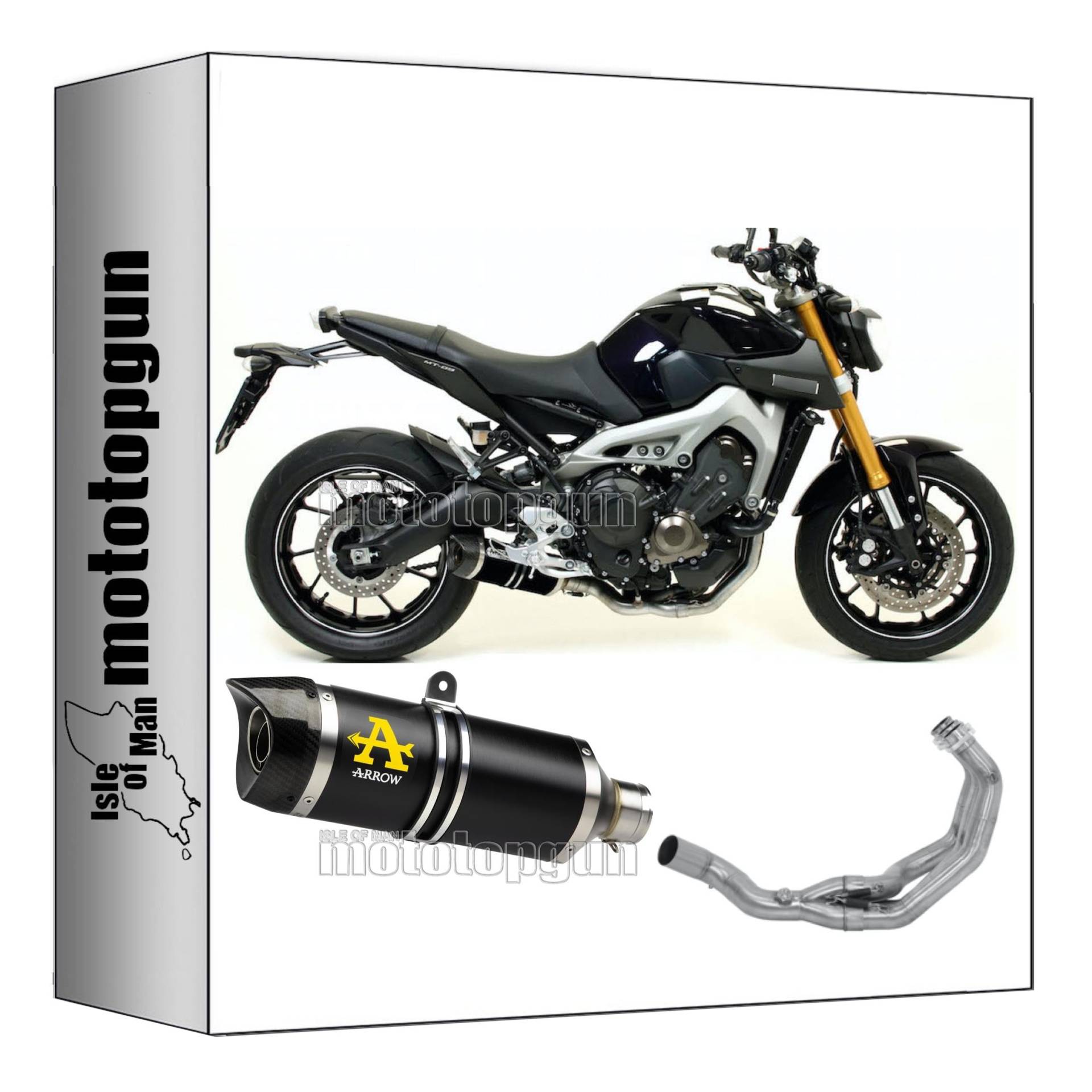 komplettanlage zugelassen kat arrow thunder aus aluminium schwarz mit endkappe aus carby kompatibel mit yamaha mt09 mt-09 2013 2014 2015 2016 2017 2018 2019 2020 mototopgun 71812akn + 71620kz von MOTOTOPGUN