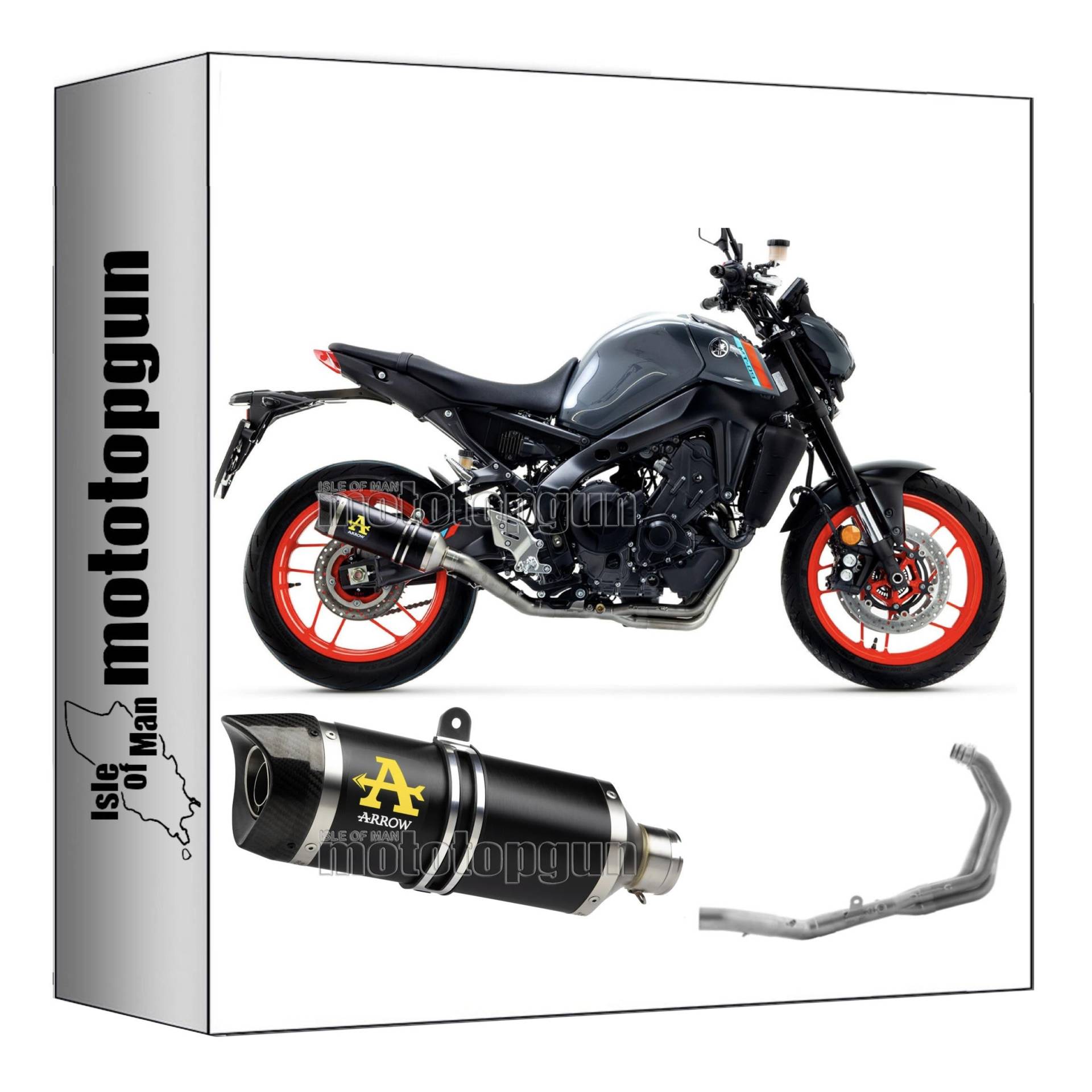 komplettanlage zugelassen kat arrow thunder aus aluminium schwarz mit endkappe aus carby kompatibel mit yamaha mt09 mt-09 2021 2022 2023 mototopgun 71931akn + 71759kz von MOTOTOPGUN