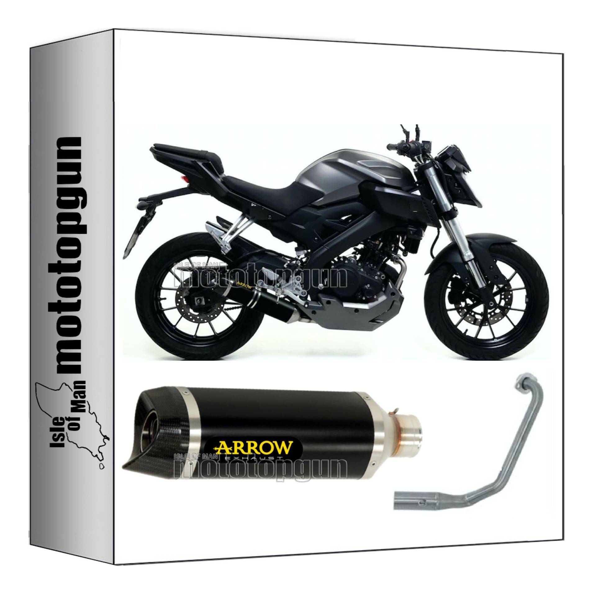 komplettanlage zugelassen kat arrow thunder aus aluminium schwarz mit endkappe aus carby kompatibel mit yamaha mt125 mt-125 2020 mototopgun 51518akn + 51018kz von MOTOTOPGUN