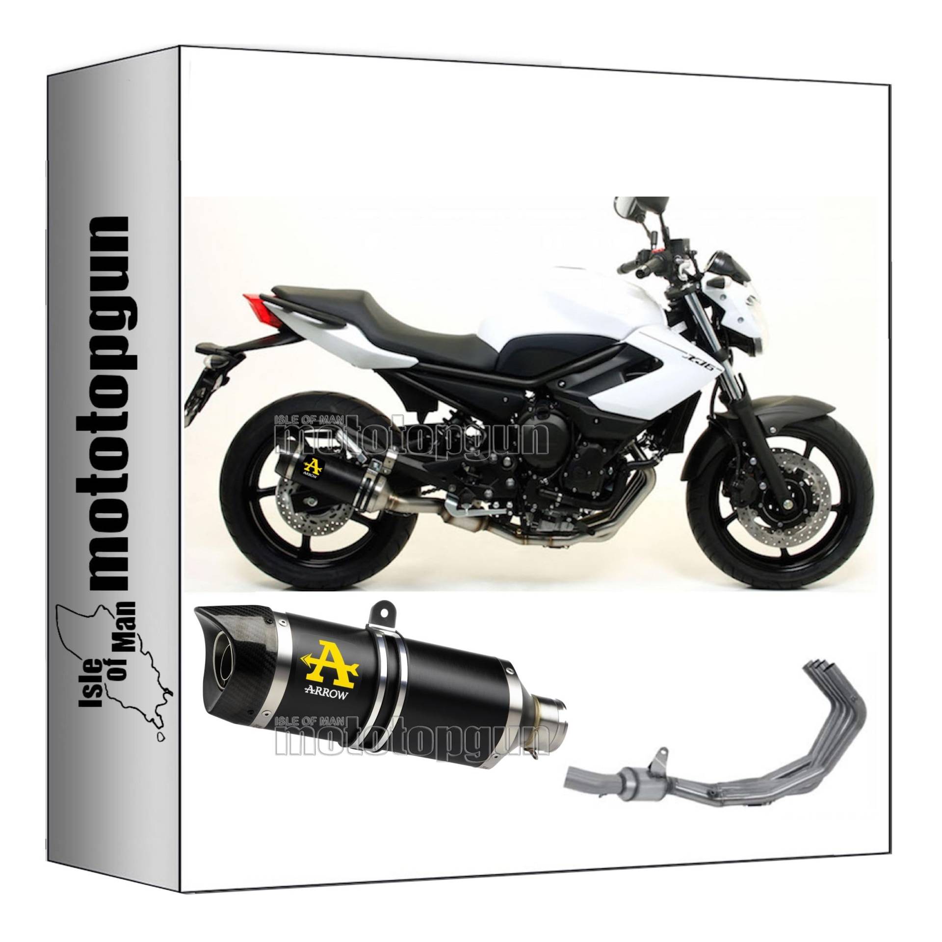 komplettanlage zugelassen kat arrow thunder aus aluminium schwarz mit endkappe aus carby kompatibel mit yamaha xj6 2009 2010 2011 2012 2013 2014 2015 mototopgun 71761akn + 71421kz von MOTOTOPGUN