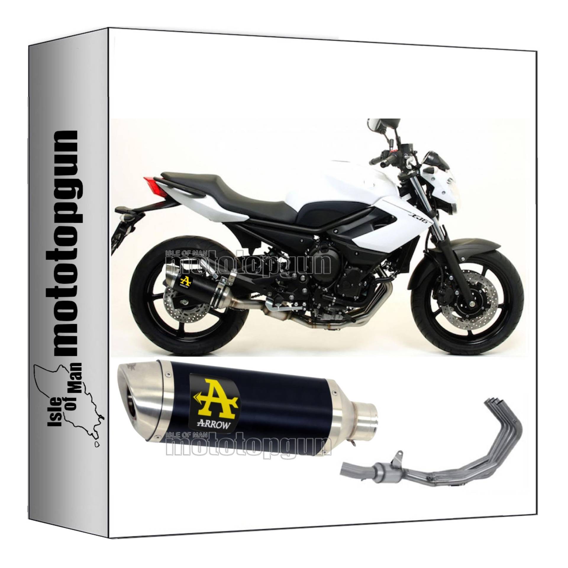 komplettanlage zugelassen kat arrow thunder aus aluminium schwarz mit endkappe aus edelstahl kompatibel mit yamaha xj6 diversion 2009 2010 2011 2012 2013 2014 2015 mototopgun 71761aon* + 71421kz von MOTOTOPGUN