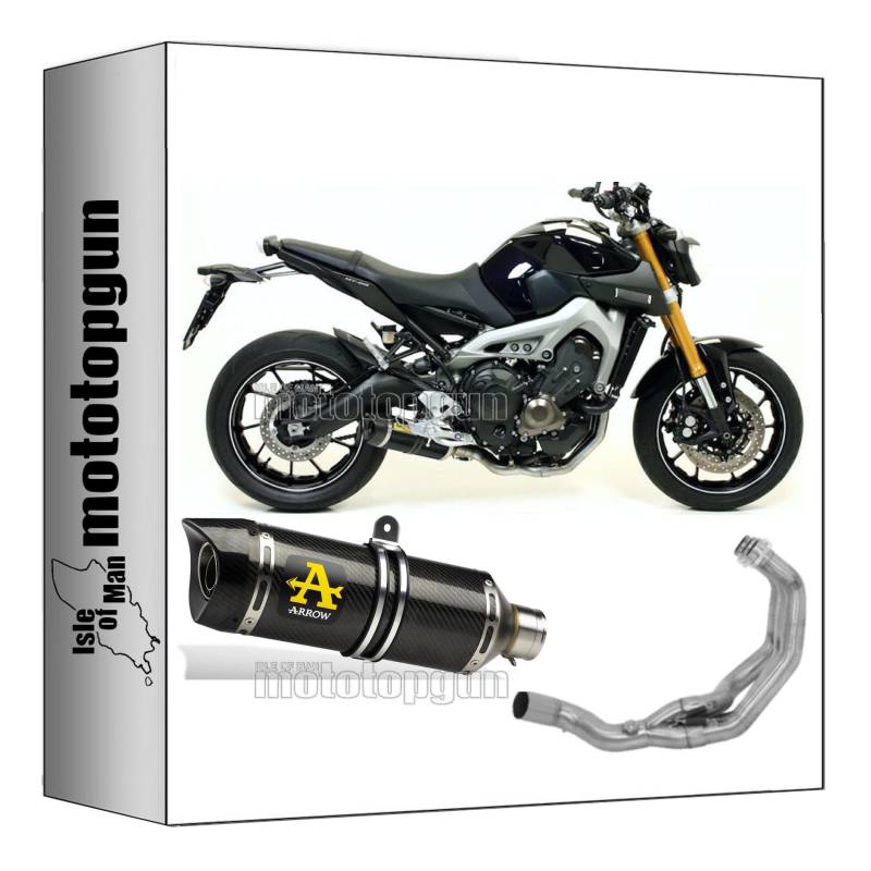 komplettanlage zugelassen kat arrow thunder aus carbon mit endkappe aus carby kompatibel mit yamaha mt09 mt-09 2013 2014 2015 2016 2017 2018 2019 2020 mototopgun 71812mk + 71620kz von MOTOTOPGUN