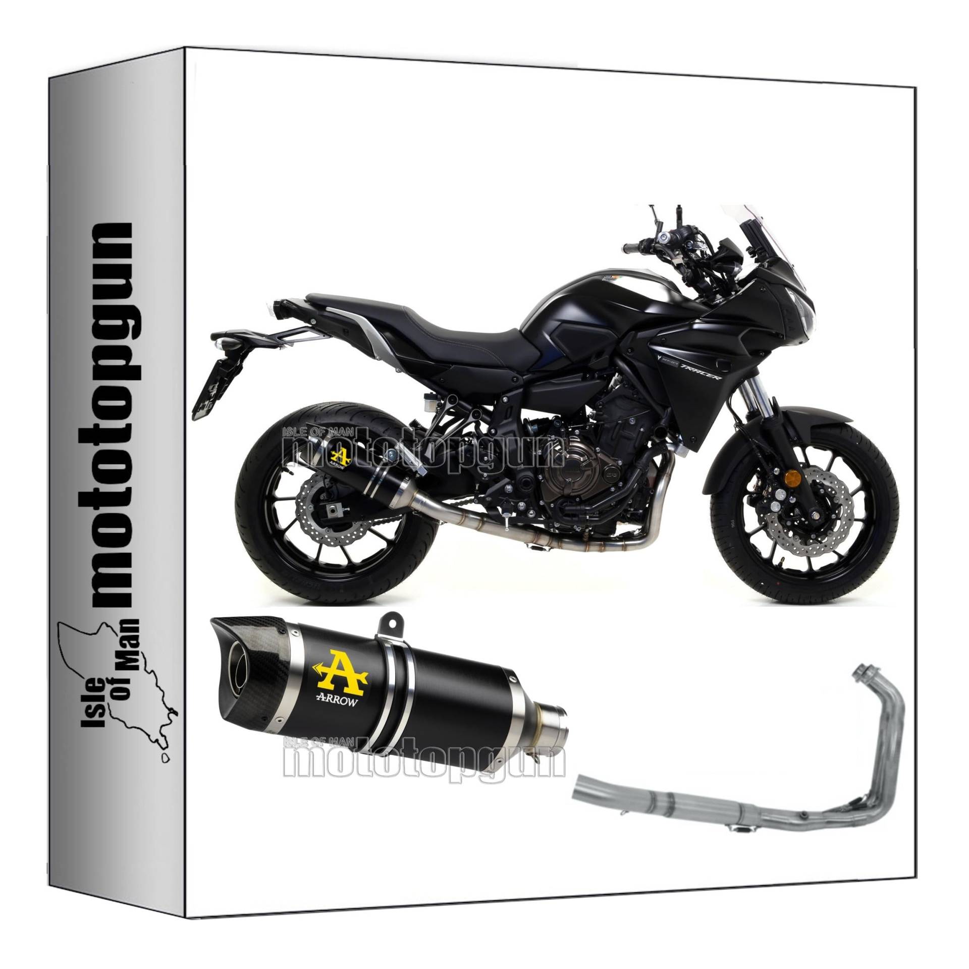 komplettanlage zugelassen kat high arrow thunder aus aluminium schwarz mit endkappe aus carby kompatibel mit yamaha tracer 700 2016 2017 2018 2019 mototopgun 71817akn + 71605kz von MOTOTOPGUN