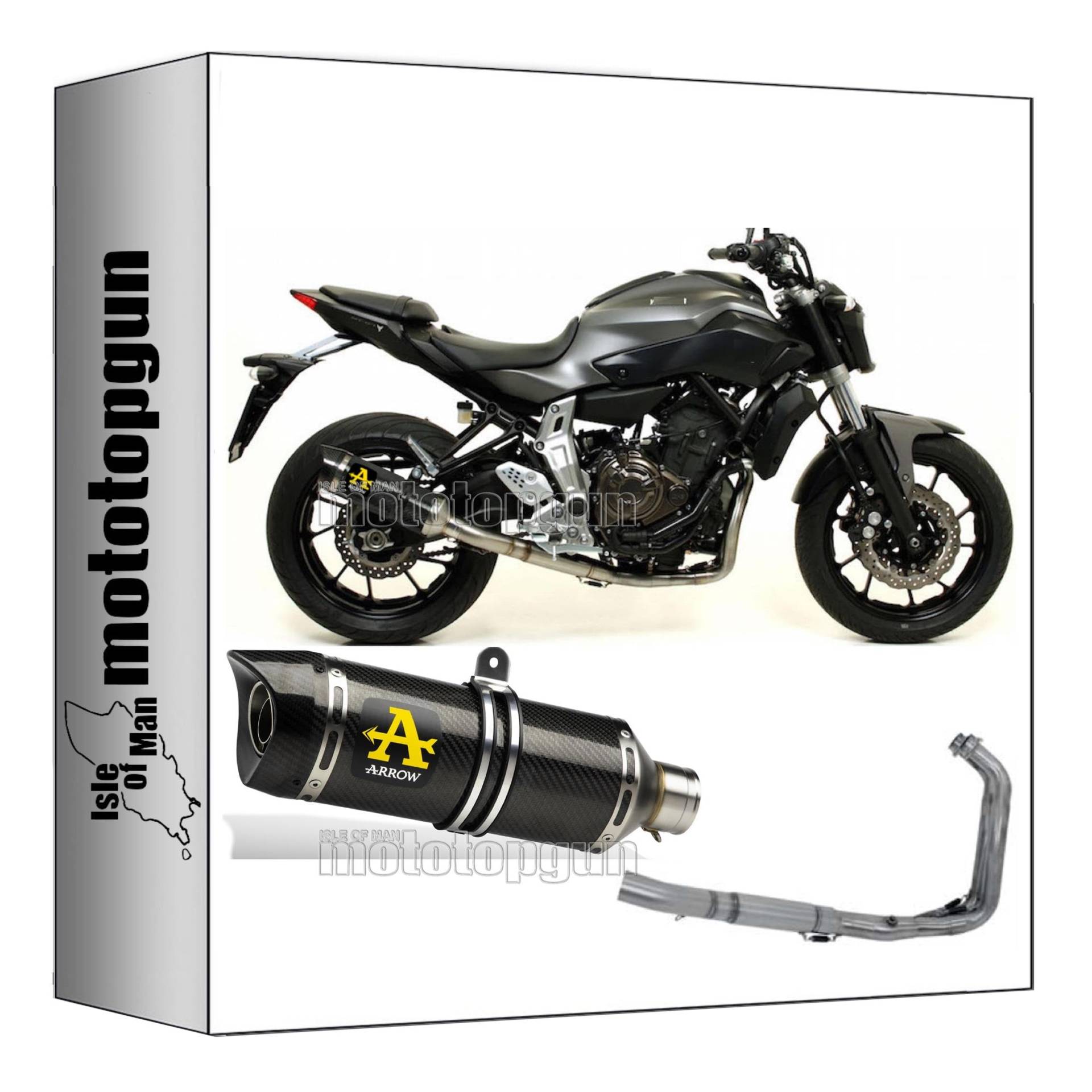 komplettanlage zugelassen kat high arrow thunder aus carbon mit endkappe aus carby kompatibel mit yamaha mt07 mt-07 2014 2015 2016 2017 2018 2019 2020 mototopgun 71817mk + 71605kz von MOTOTOPGUN