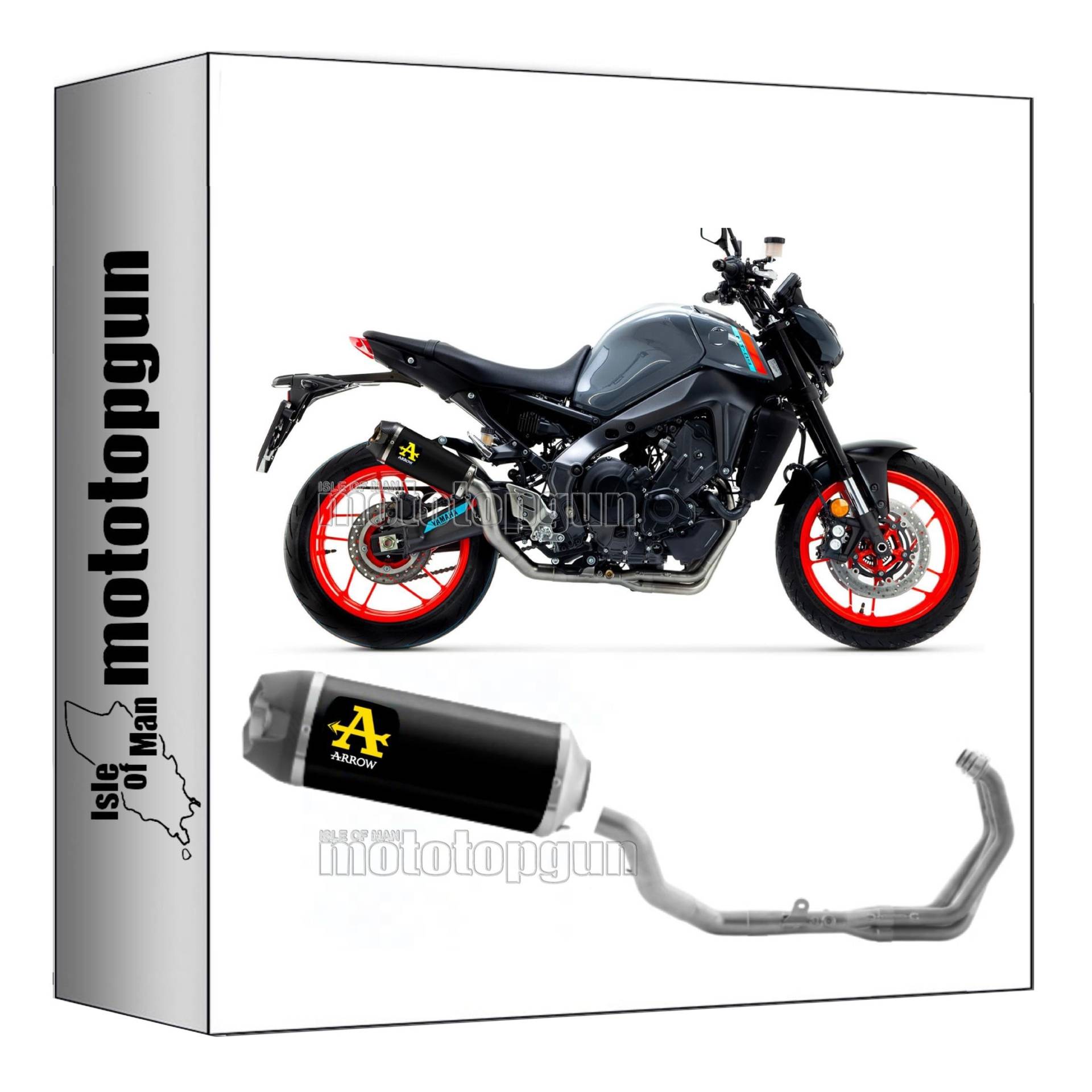 komplettanlage zugelassen kat high arrow works aus nichrom schwarz mit endkappe aus carby kompatibel mit yamaha mt09 mt-09 2021 2022 2023 mototopgun 71932pkn + 71760kz von MOTOTOPGUN