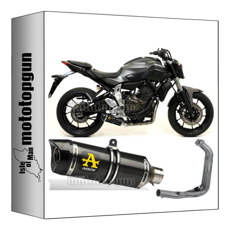 komplettanlage zugelassen kat low arrow thunder aus carbon mit endkappe aus carby kompatibel mit yamaha mt07 mt-07 2014 2015 2016 2017 2018 2019 2020 mototopgun 71817mk + 71655kz von MOTOTOPGUN