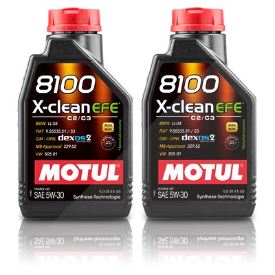 Motul 2x 1 L 8100 X-clean EFE 5W30 Motoröl [Hersteller-Nr. 109455] von MOTUL