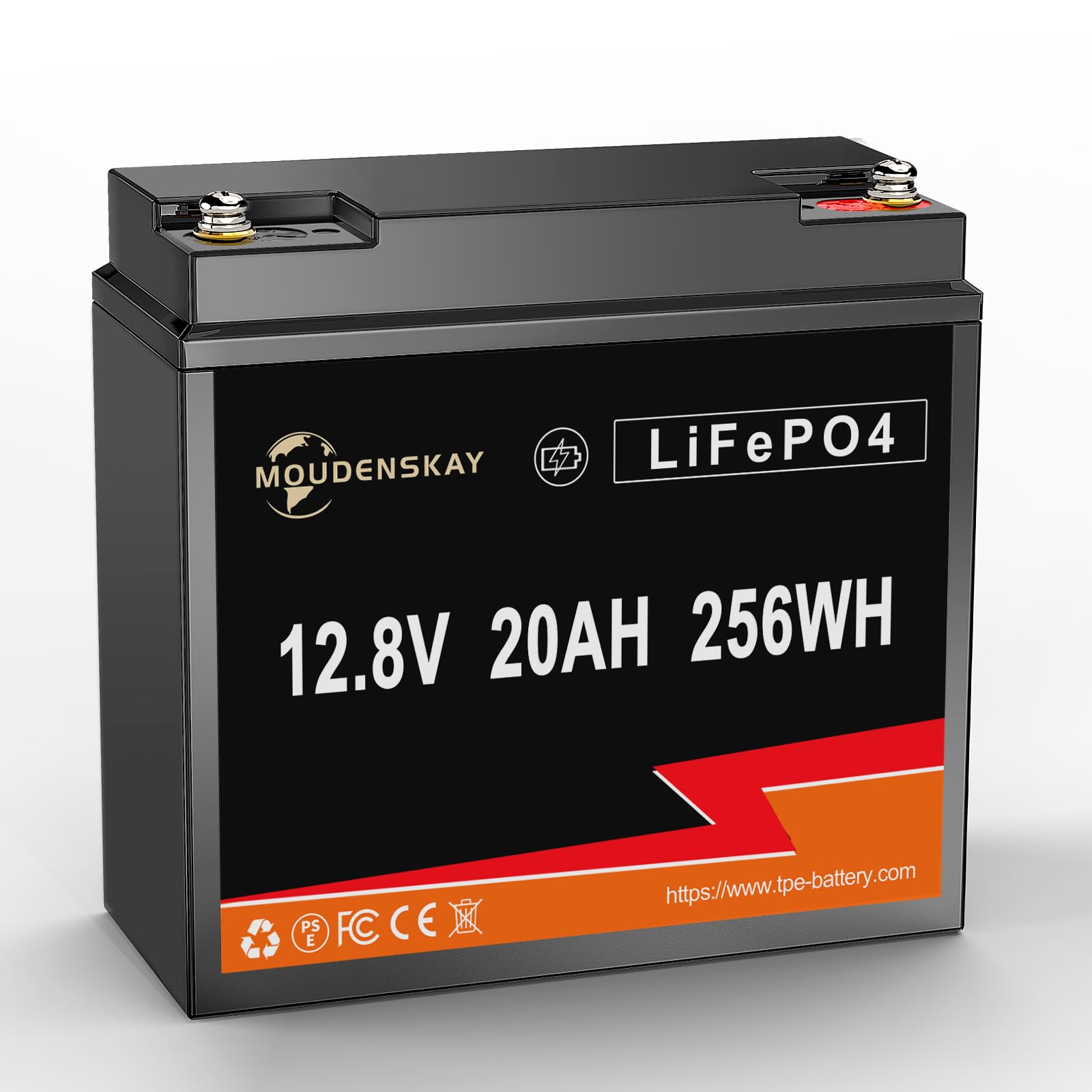 MOUDENSKAY 12V 20Ah LiFePO4 Akku Lithium Batterie 12V Lithium-Eisen-Phosphat-Batterie Deep Cycle Batterie mit über 4500 Mal Tiefzyklus und BMS Schutz für Notstrombeleuchtung,Solaranlage,Marine usw von MOUDENSKAY