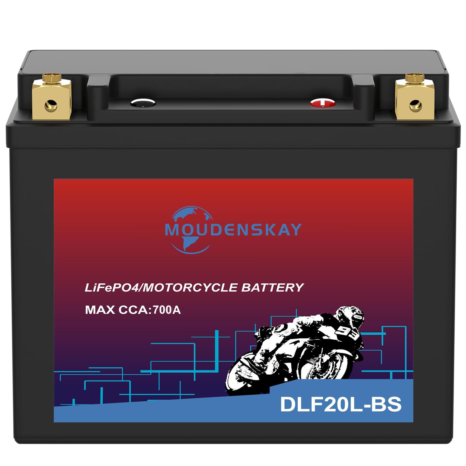 MOUDENSKAY Lithium Motorrad Batterie 12V Lithium Powersports Batterie mit BMS,YTX20L-BS 9AH 620-700CCA LiFePO4 Motorstart Batterie für Motorräder,ATV,UTV,Schneemobil und mehr von MOUDENSKAY