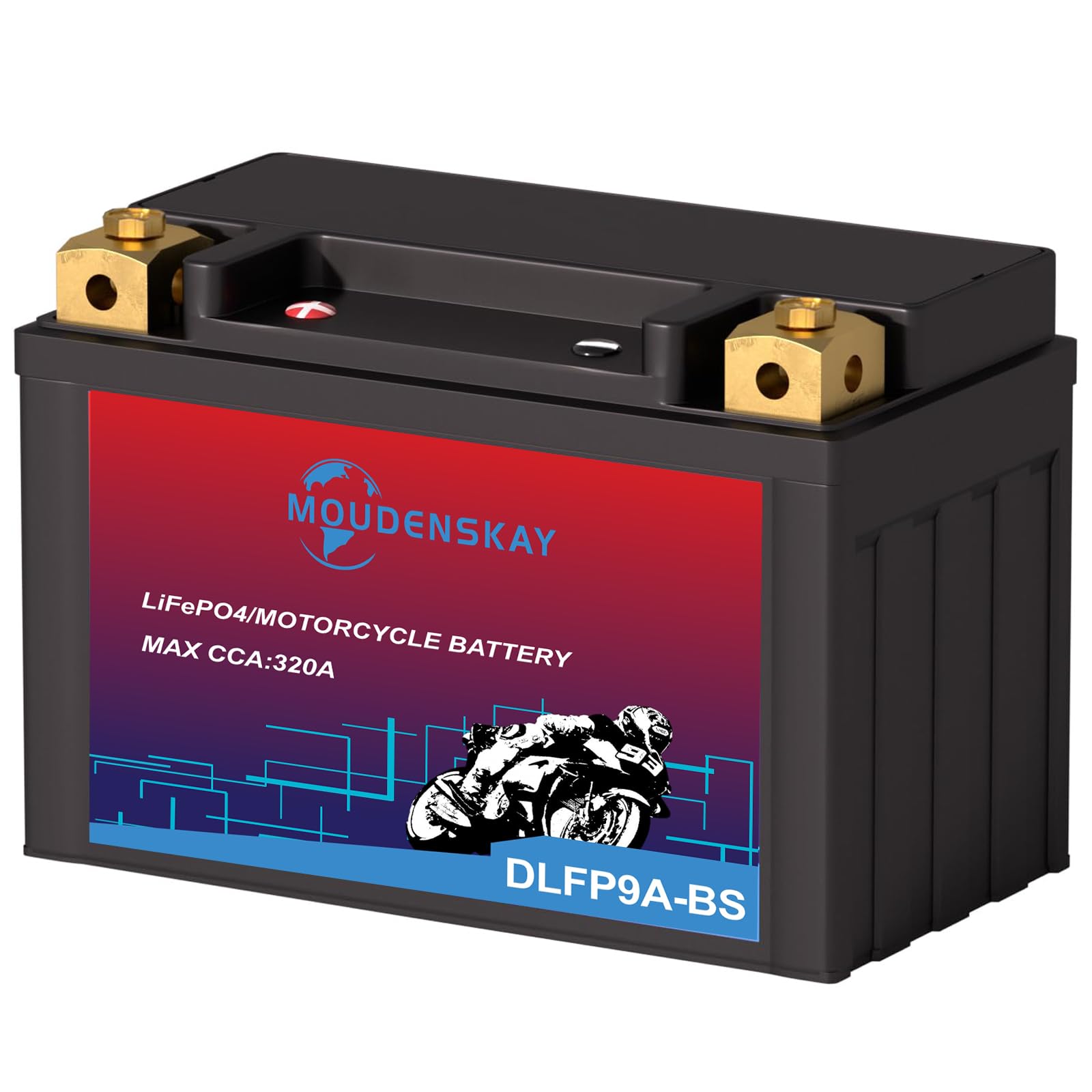 MOUDENSKAY Lithium Motorrad Batterie 12V Lithium Powersports Batterie mit BMS,YTX9A-BS 4AH 320-450CCA LiFePO4 Motorstart Batterie für Motorräder,ATV,UTV,Schneemobil und mehr von MOUDENSKAY