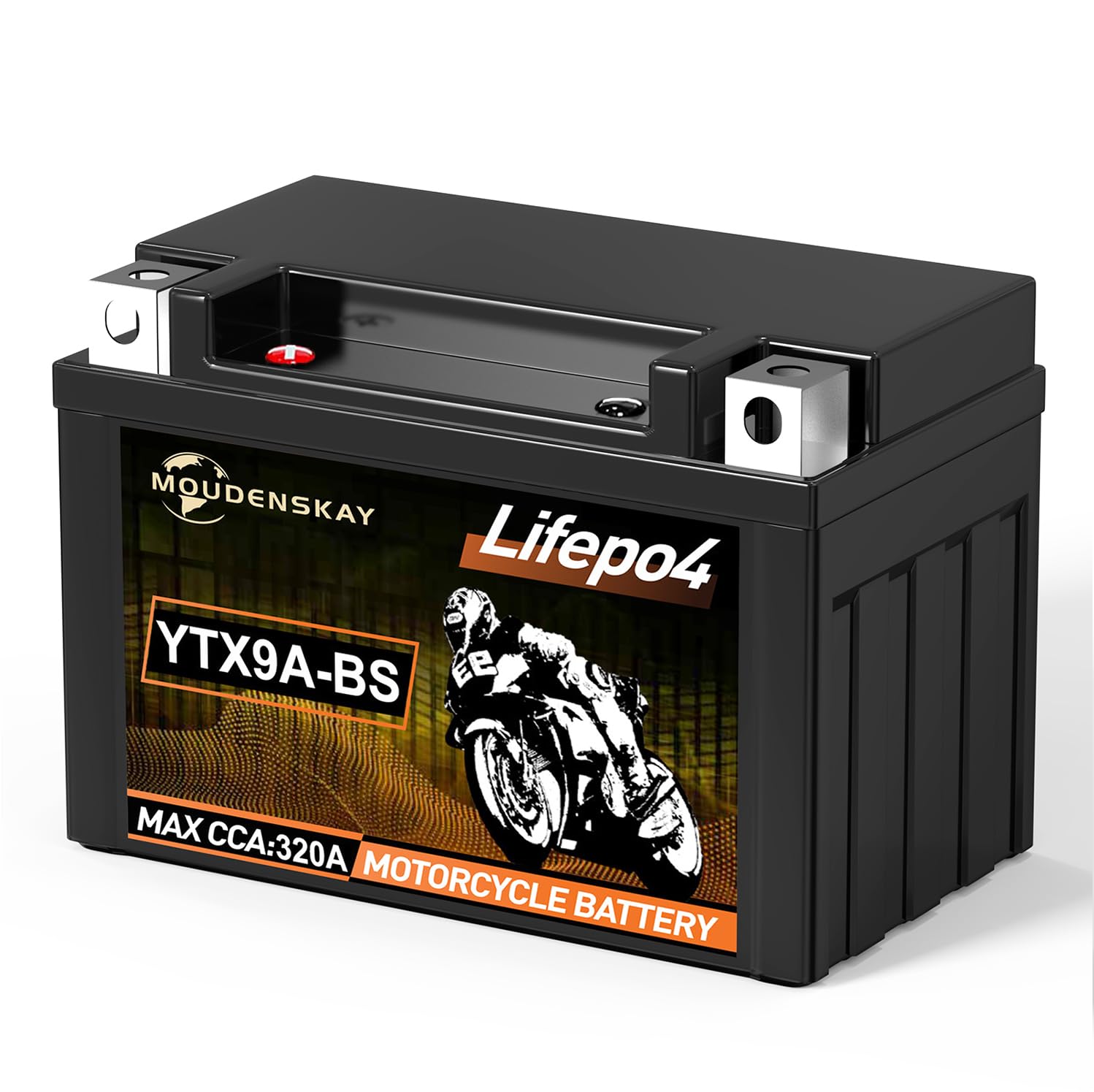 MOUDENSKAY Lithium MotorradBatterie 12V Lithium Powersports Batterie mit BMS(YTX9A-BS 12.8V 4Ah 320CCA) LiFePO4 Motorrad StarterBatterie für Motorräder, ATV, UTV, Wasserfahrzeuge etc von MOUDENSKAY