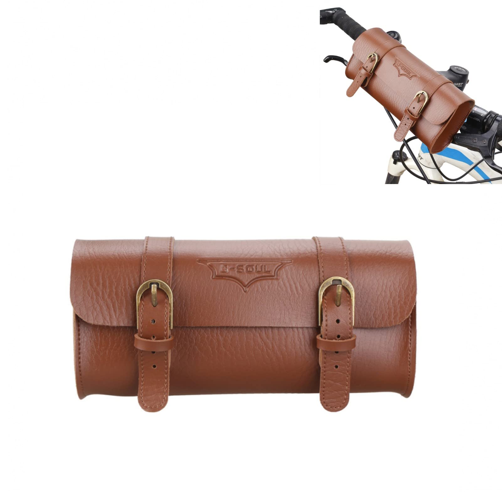 MOVKZACV Fahrradlenkertaschen PU Leder Fahrradtasche Retro Klassische Mountainbike MTB Rennradtasche Fahrrad Kompakt Fahrrad Satteltasche Fahrradtasche Carry Zubehör von MOVKZACV