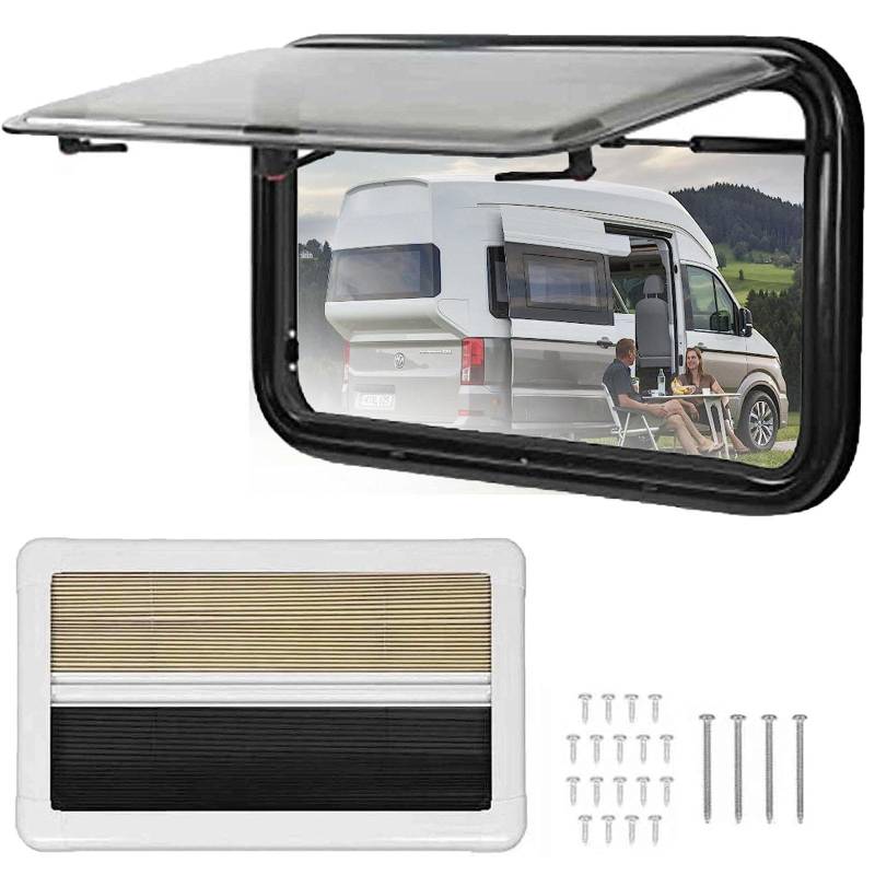 Wohnmobil-Fenster, Wohnmobil-Fenster mit Sichtschutz und Sonnenschutz, Ersatz für Wohnwagen, Wohnmobil, Anhänger, externes Push-Top-Fenster, Wohnmobil-Ausstiegsfenster, Entlüftungsluke,600*600mm von MOXAC